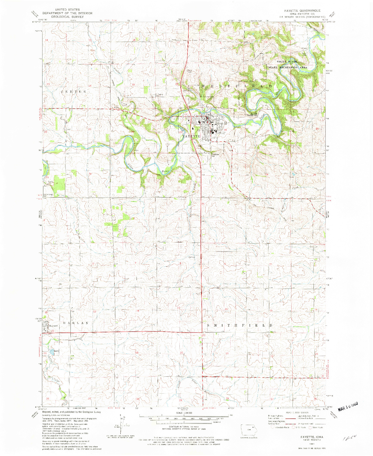 USGS 1:24000-SCALE QUADRANGLE FOR FAYETTE, IA 1981