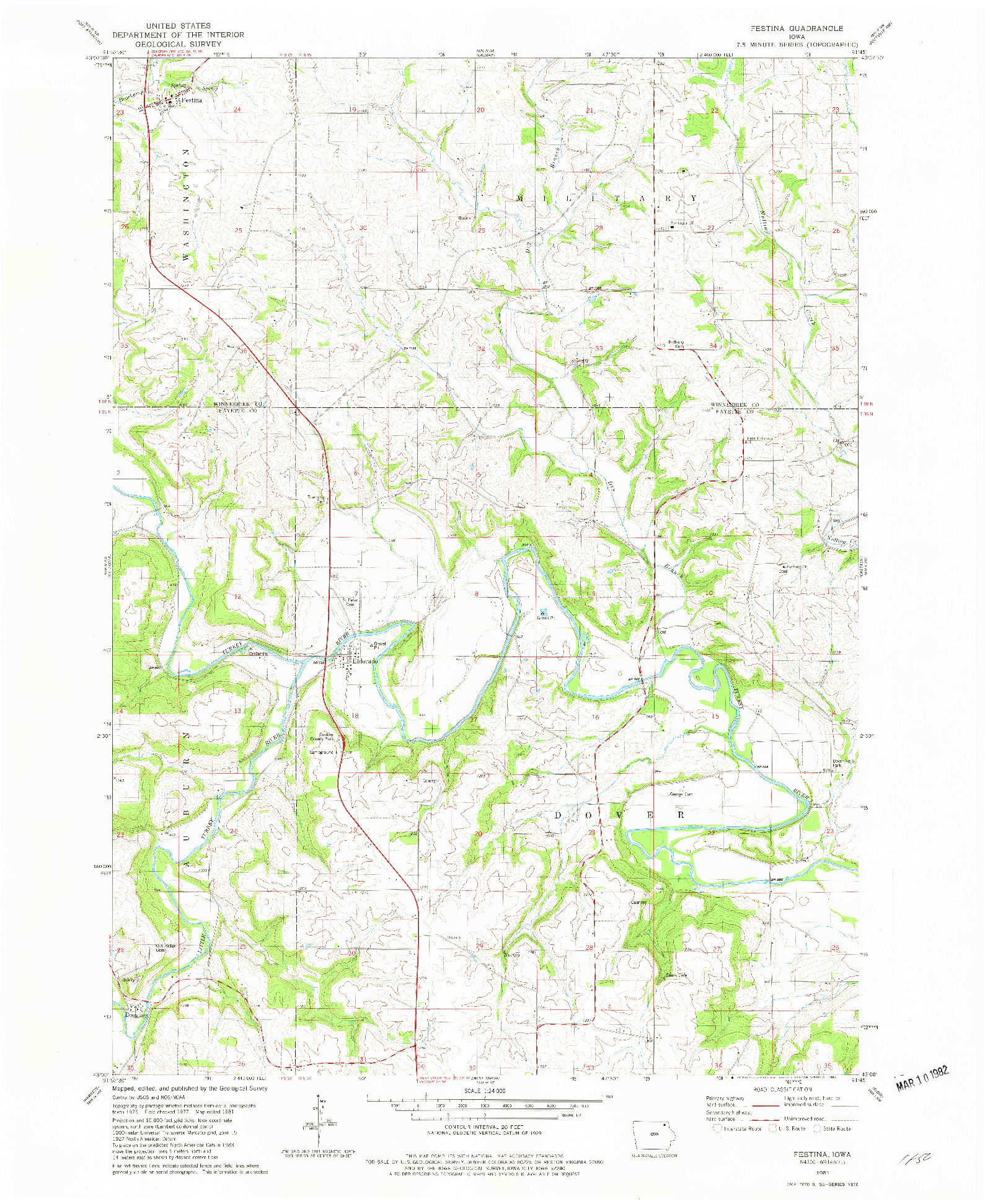 USGS 1:24000-SCALE QUADRANGLE FOR FESTINA, IA 1981