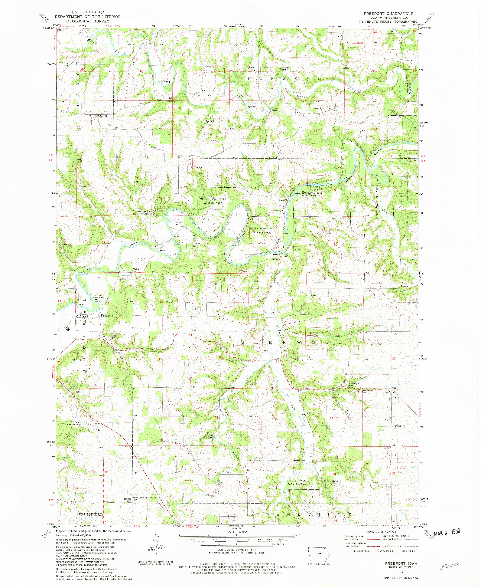 USGS 1:24000-SCALE QUADRANGLE FOR FREEPORT, IA 1981