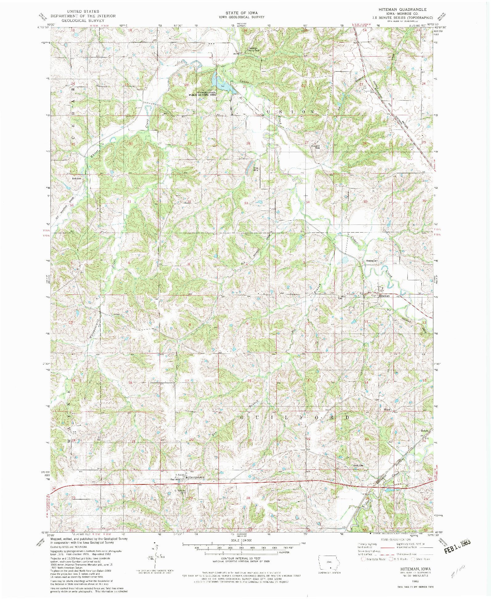 USGS 1:24000-SCALE QUADRANGLE FOR HITEMAN, IA 1982