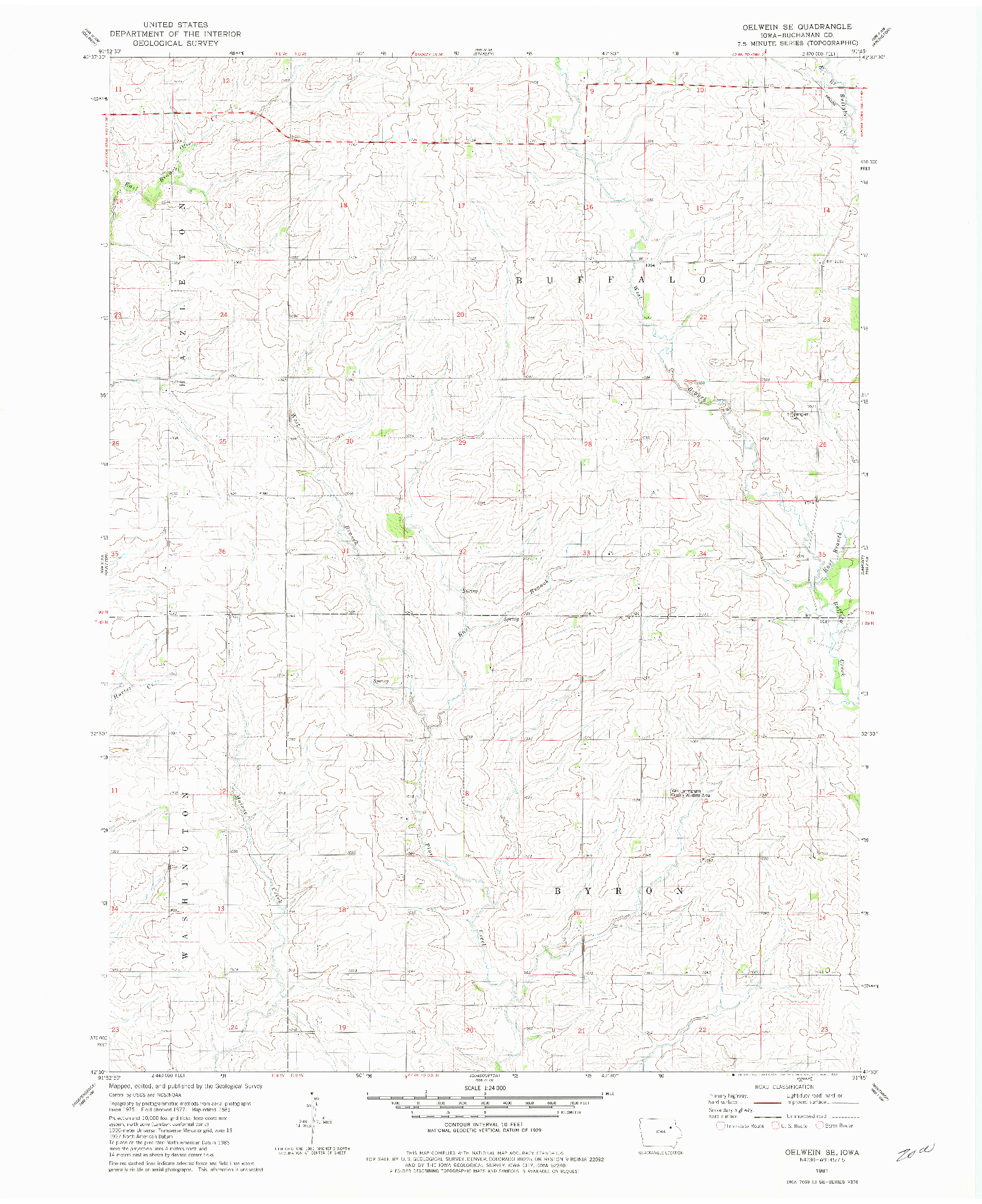 USGS 1:24000-SCALE QUADRANGLE FOR OELWEIN SE, IA 1981