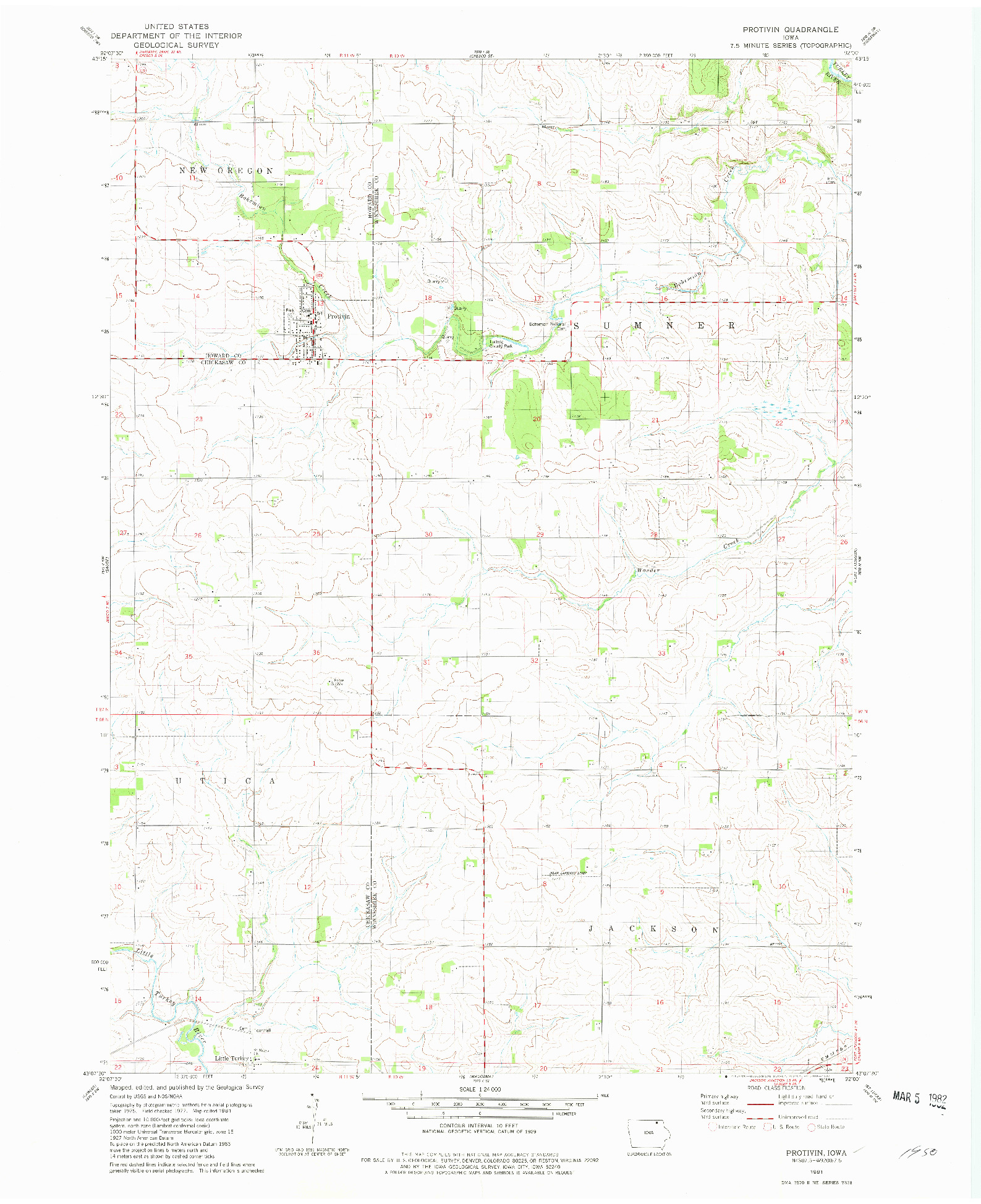 USGS 1:24000-SCALE QUADRANGLE FOR PROTIVIN, IA 1981