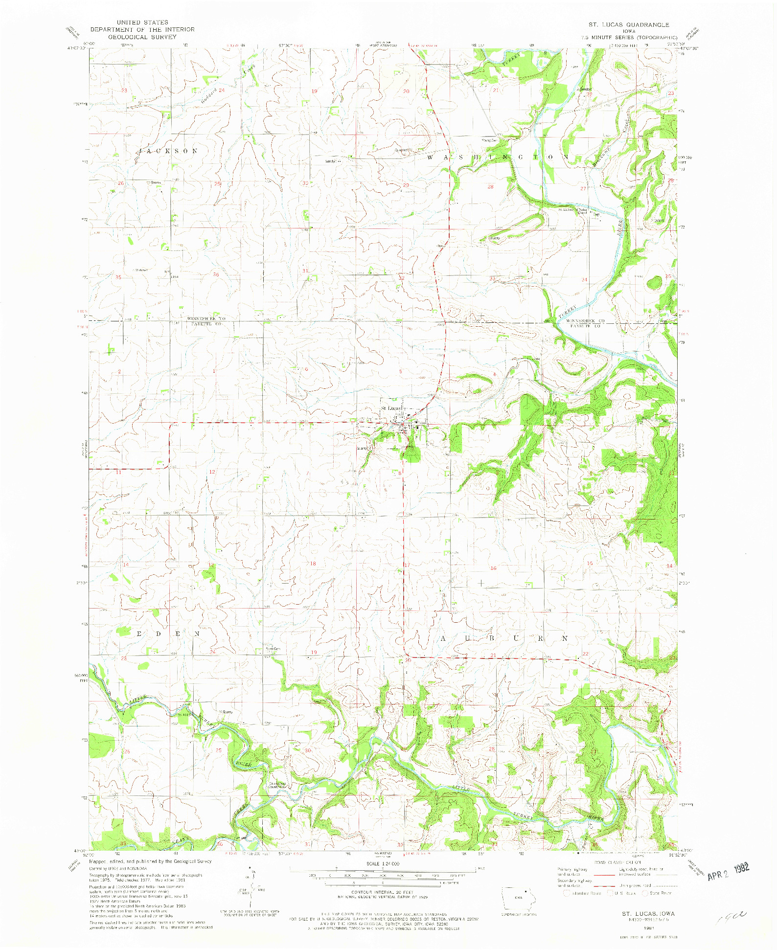 USGS 1:24000-SCALE QUADRANGLE FOR ST. LUCAS, IA 1981