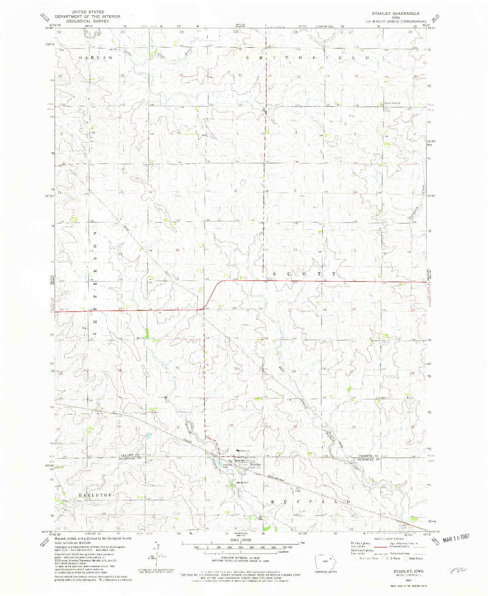 USGS 1:24000-SCALE QUADRANGLE FOR STANLEY, IA 1981