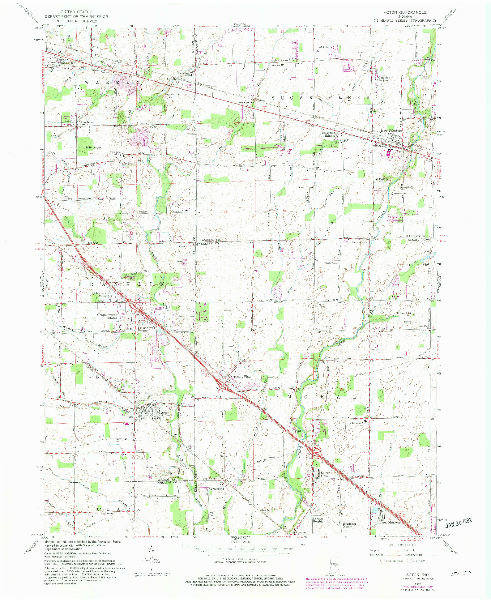 USGS 1:24000-SCALE QUADRANGLE FOR ACTON, IN 1962