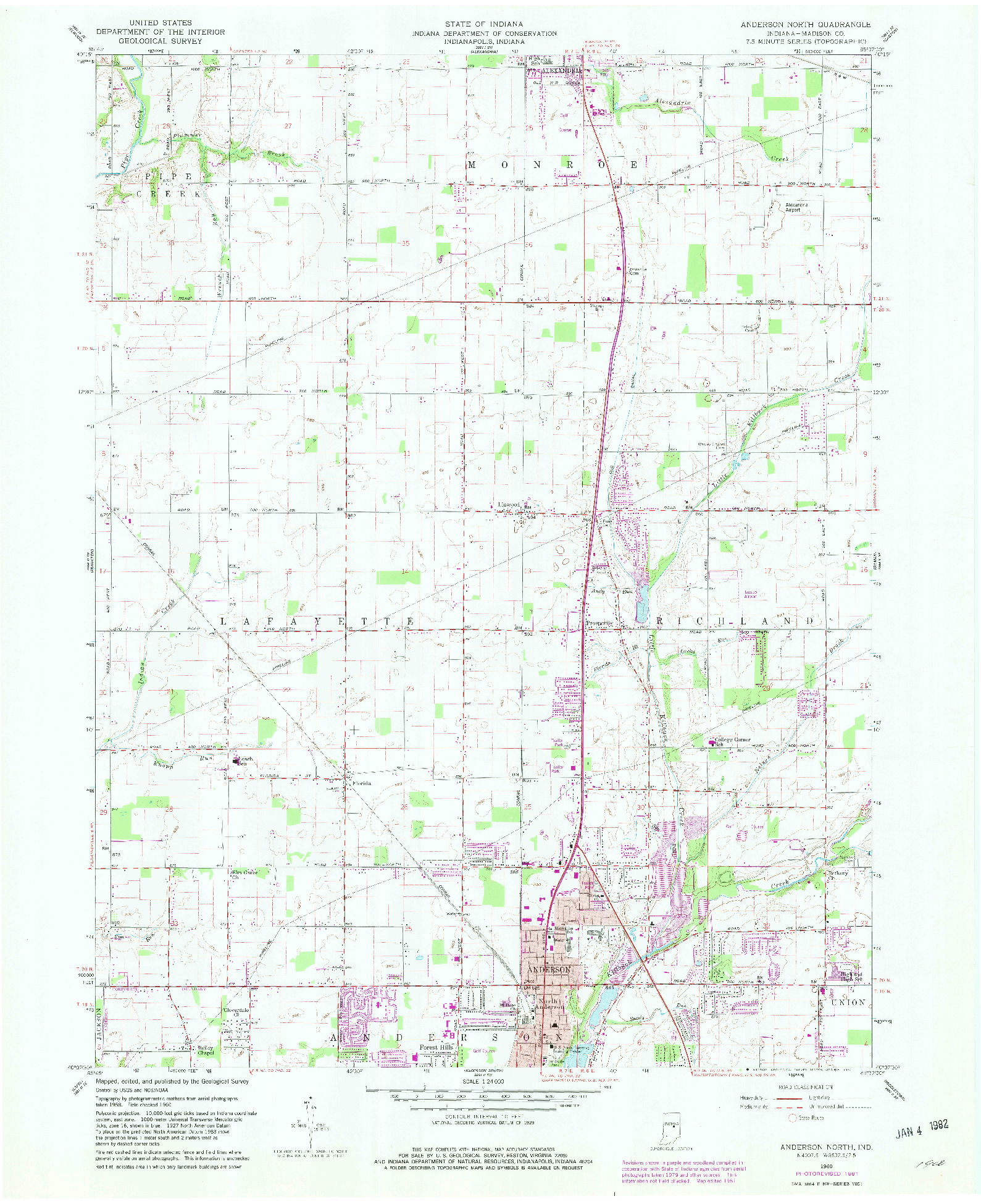 USGS 1:24000-SCALE QUADRANGLE FOR ANDERSON NORTH, IN 1960