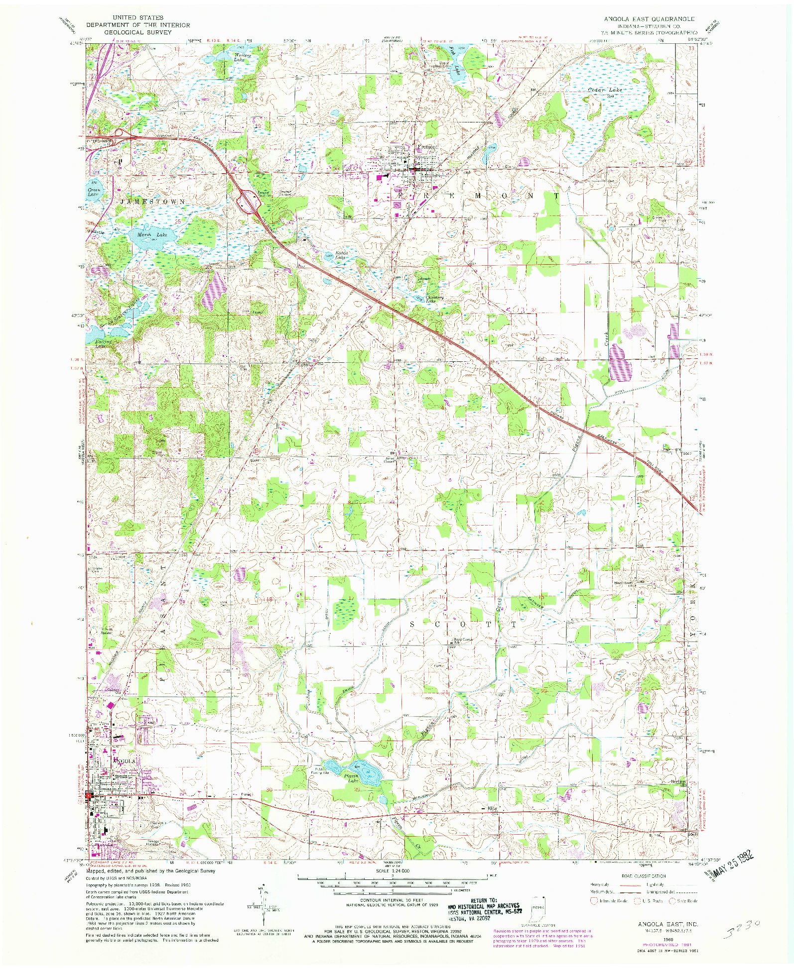 USGS 1:24000-SCALE QUADRANGLE FOR ANGOLA EAST, IN 1960