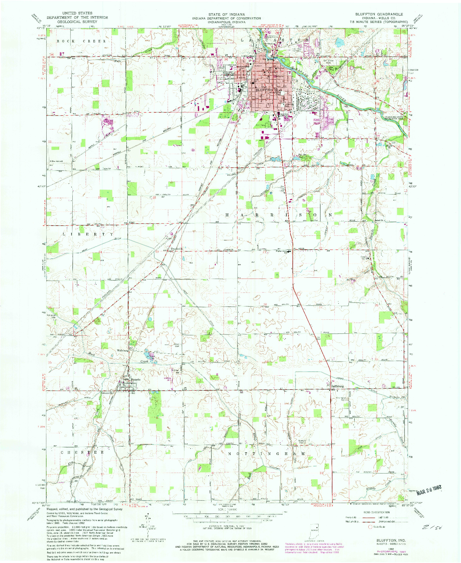 USGS 1:24000-SCALE QUADRANGLE FOR BLUFFTON, IN 1962