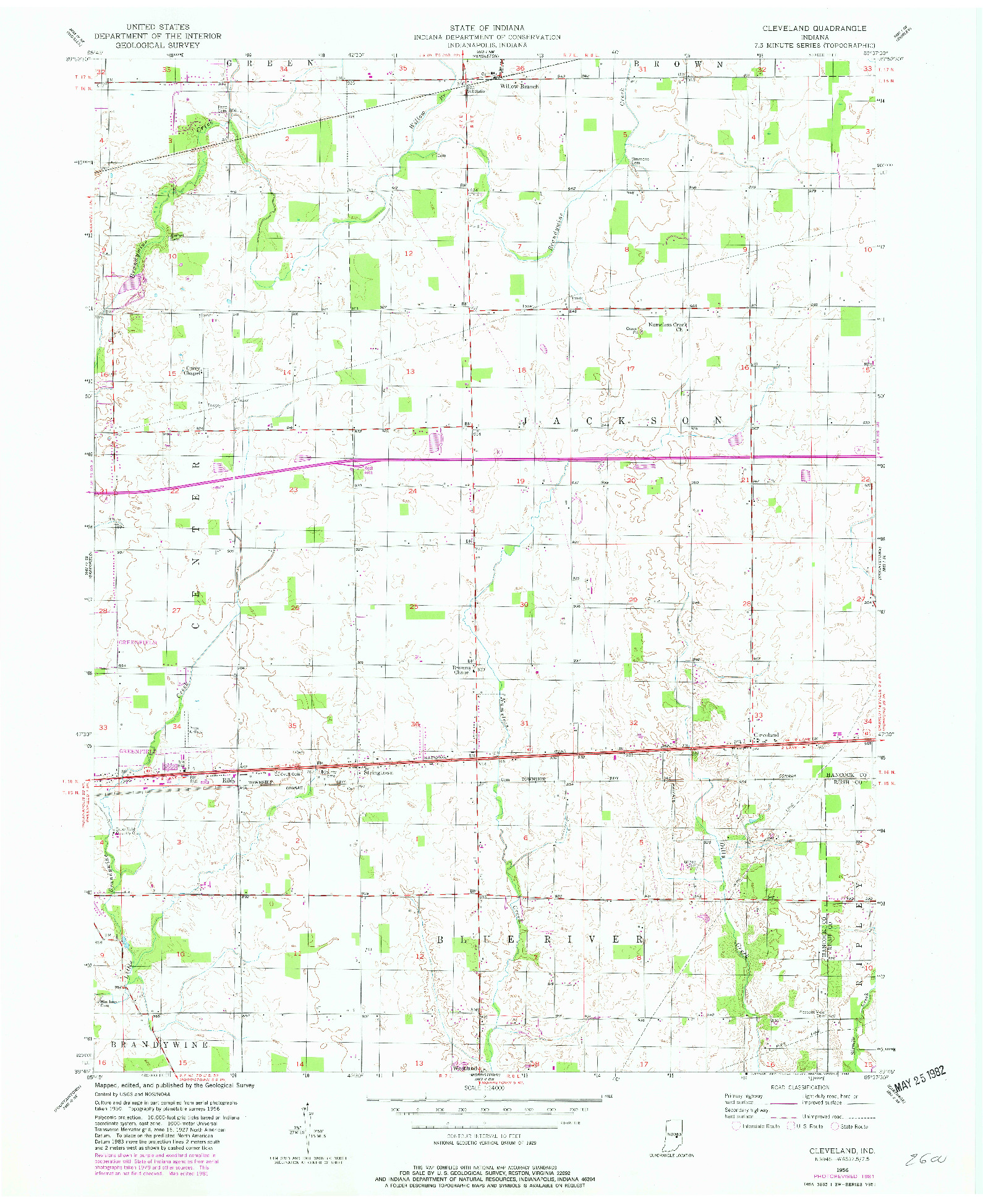 USGS 1:24000-SCALE QUADRANGLE FOR CLEVELAND, IN 1956