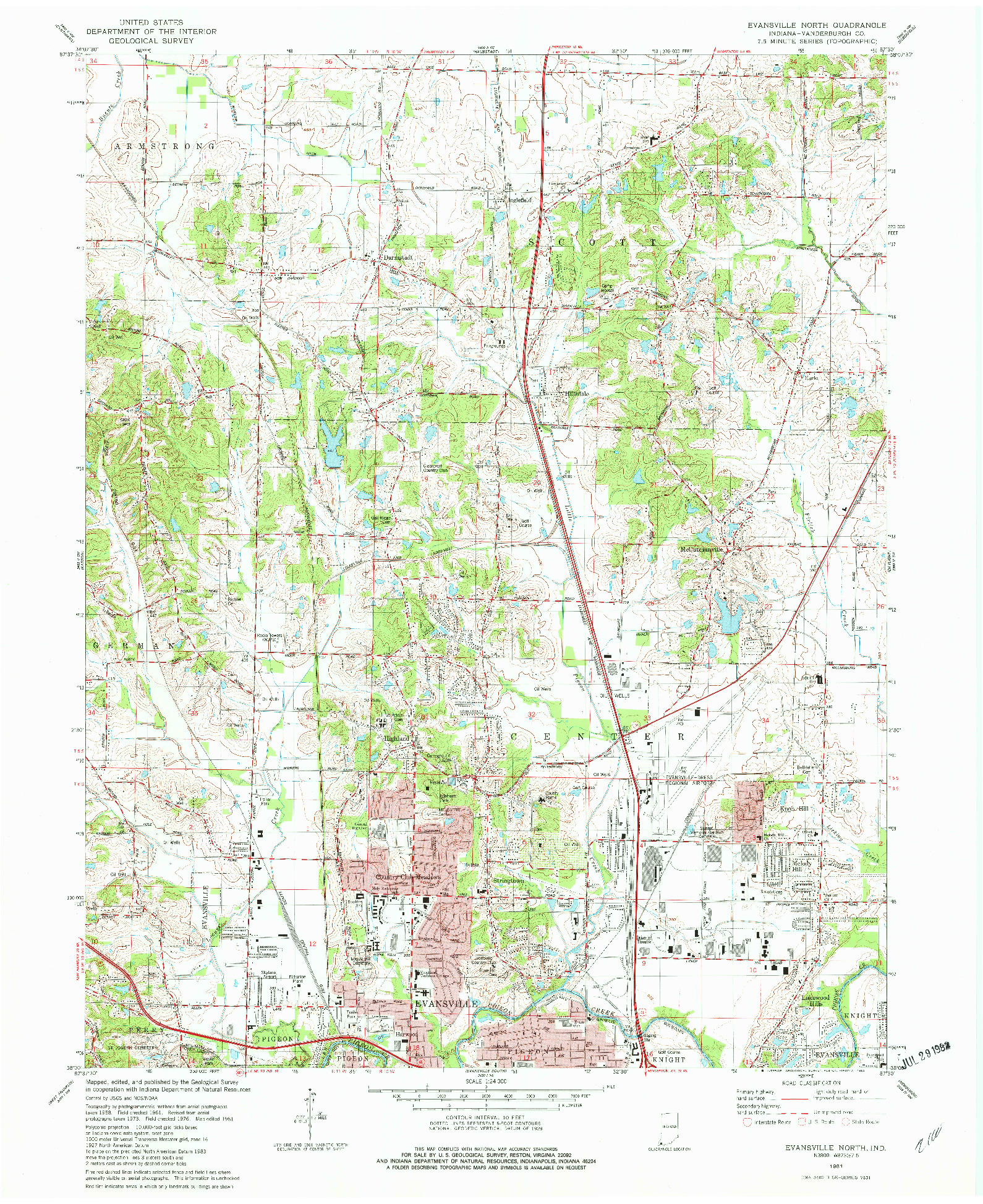 USGS 1:24000-SCALE QUADRANGLE FOR EVANSVILLE NORTH, IN 1981