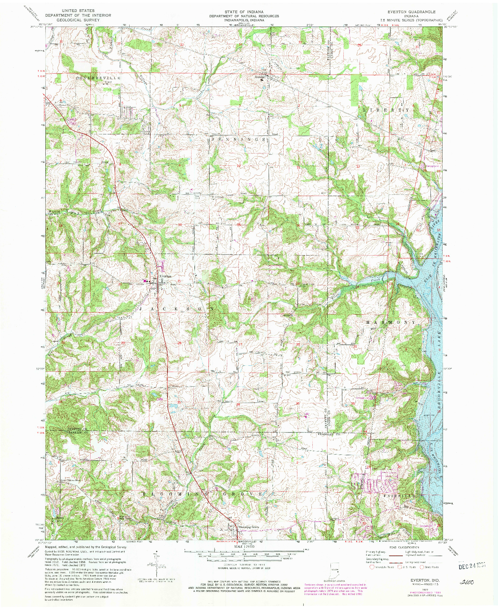 USGS 1:24000-SCALE QUADRANGLE FOR EVERTON, IN 1972