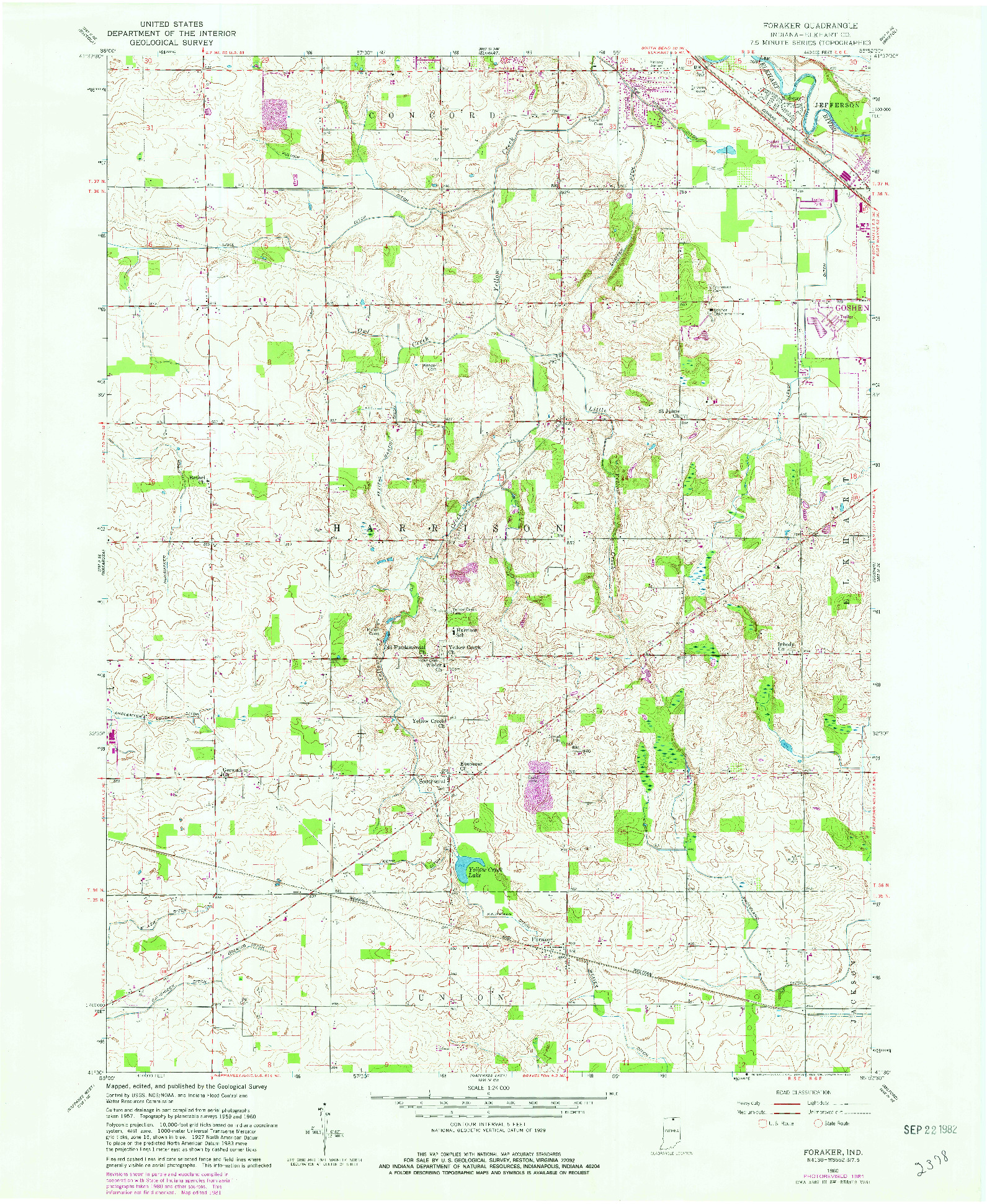 USGS 1:24000-SCALE QUADRANGLE FOR FORAKER, IN 1960