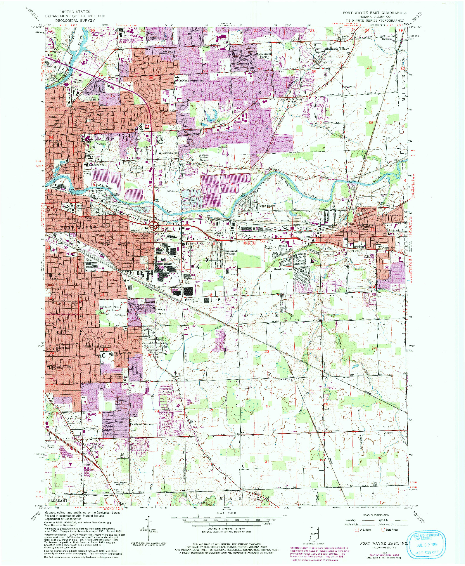 USGS 1:24000-SCALE QUADRANGLE FOR FORT WAYNE EAST, IN 1963