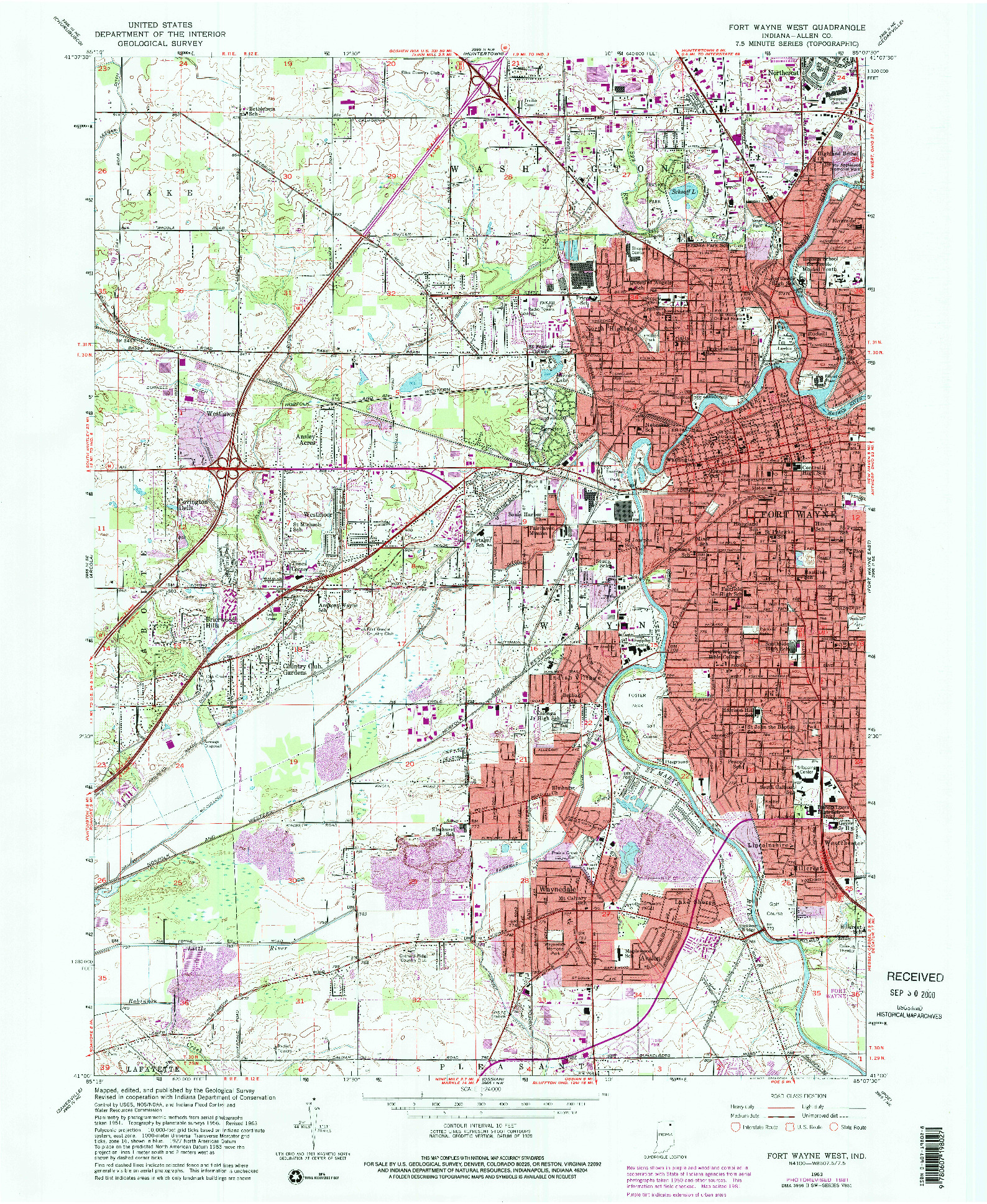 USGS 1:24000-SCALE QUADRANGLE FOR FORT WAYNE WEST, IN 1963