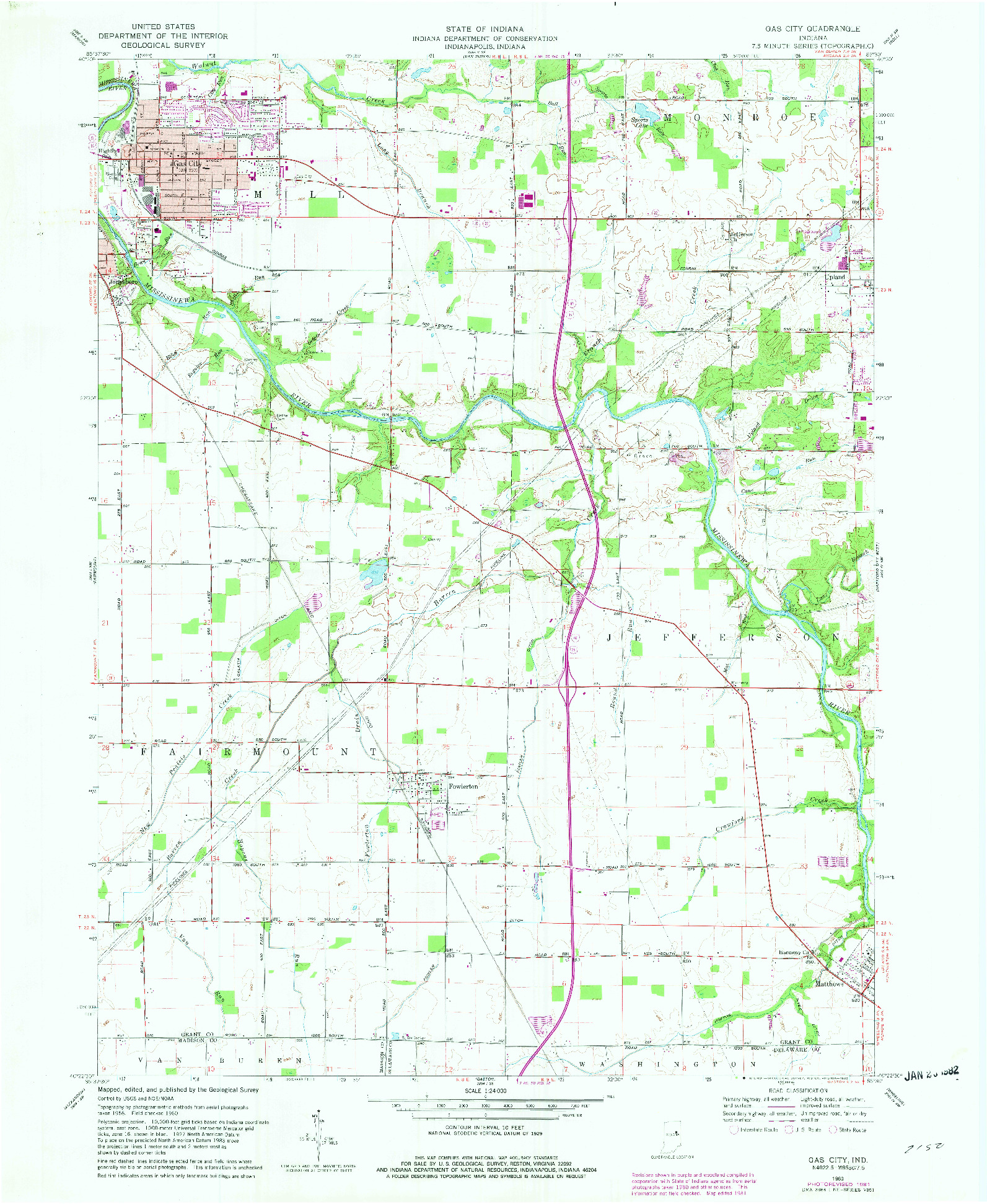 USGS 1:24000-SCALE QUADRANGLE FOR GAS CITY, IN 1960