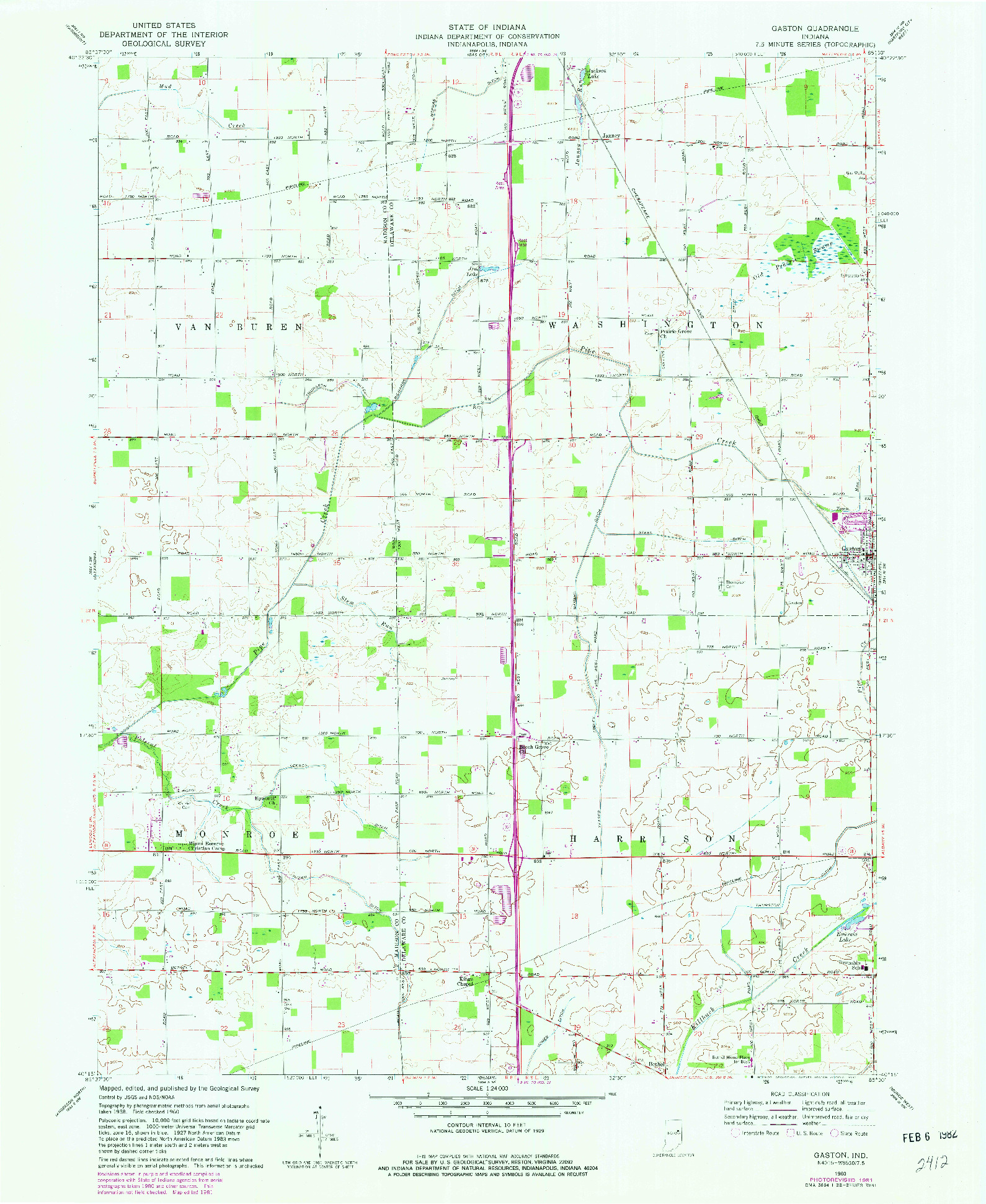 USGS 1:24000-SCALE QUADRANGLE FOR GASTON, IN 1960