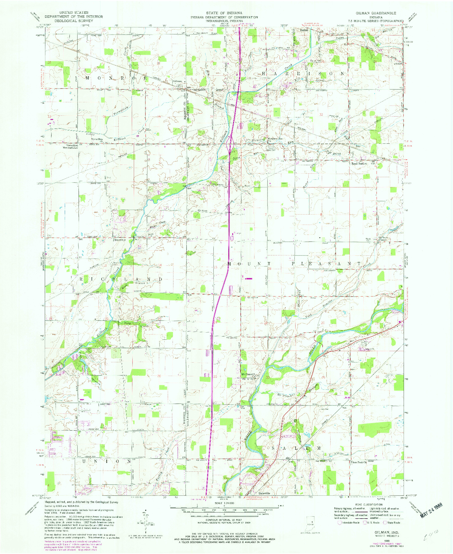 USGS 1:24000-SCALE QUADRANGLE FOR GILMAN, IN 1960