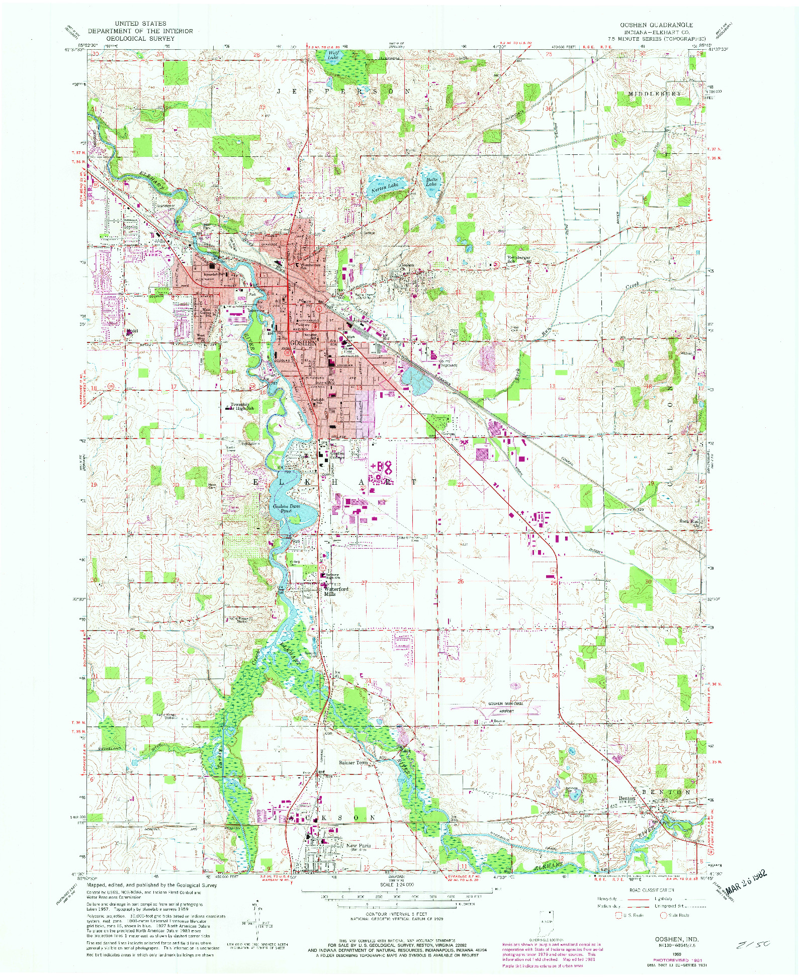 USGS 1:24000-SCALE QUADRANGLE FOR GOSHEN, IN 1959