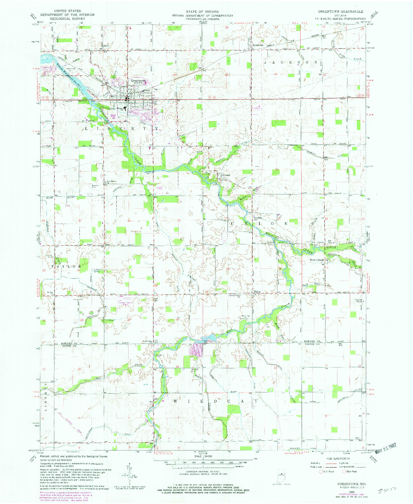 USGS 1:24000-SCALE QUADRANGLE FOR GREENTOWN, IN 1960