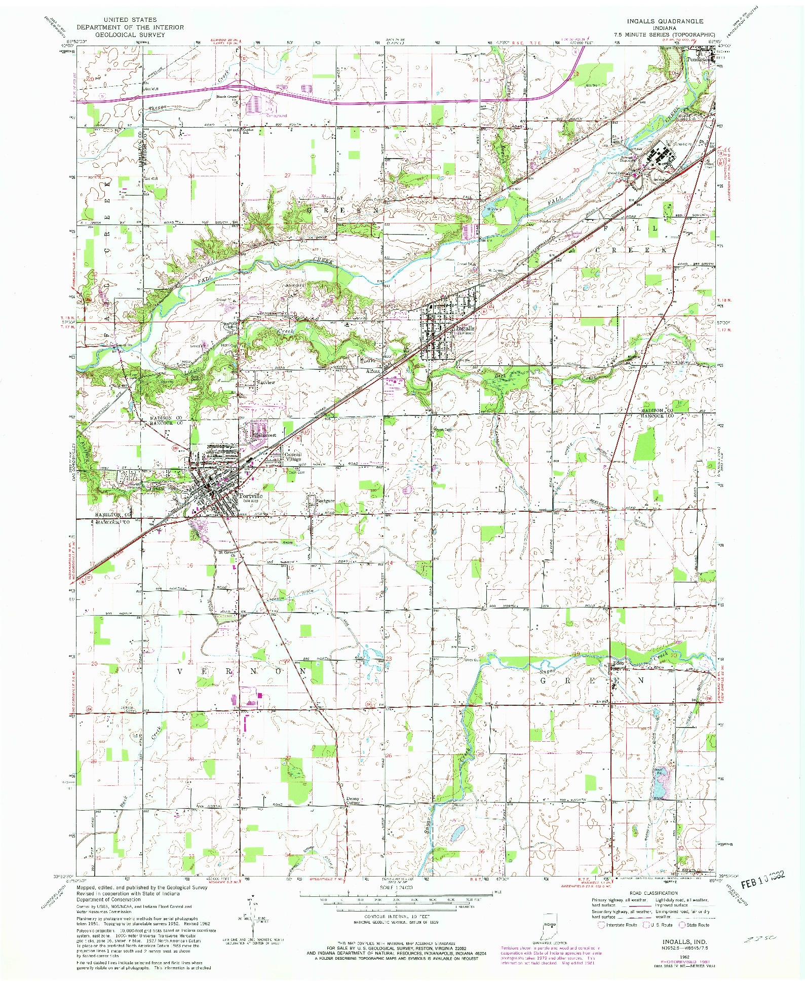 USGS 1:24000-SCALE QUADRANGLE FOR INGALLS, IN 1962