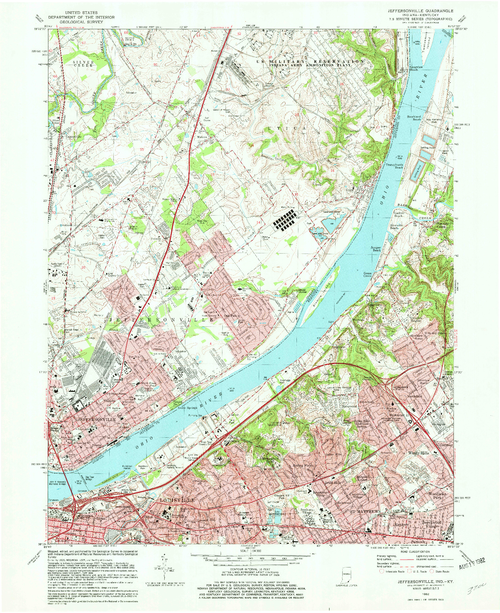 USGS 1:24000-SCALE QUADRANGLE FOR JEFFERSONVILLE, IN 1982