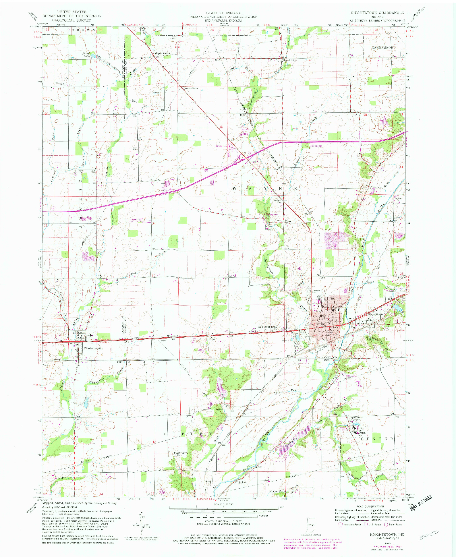 USGS 1:24000-SCALE QUADRANGLE FOR KNIGHTSTOWN, IN 1960