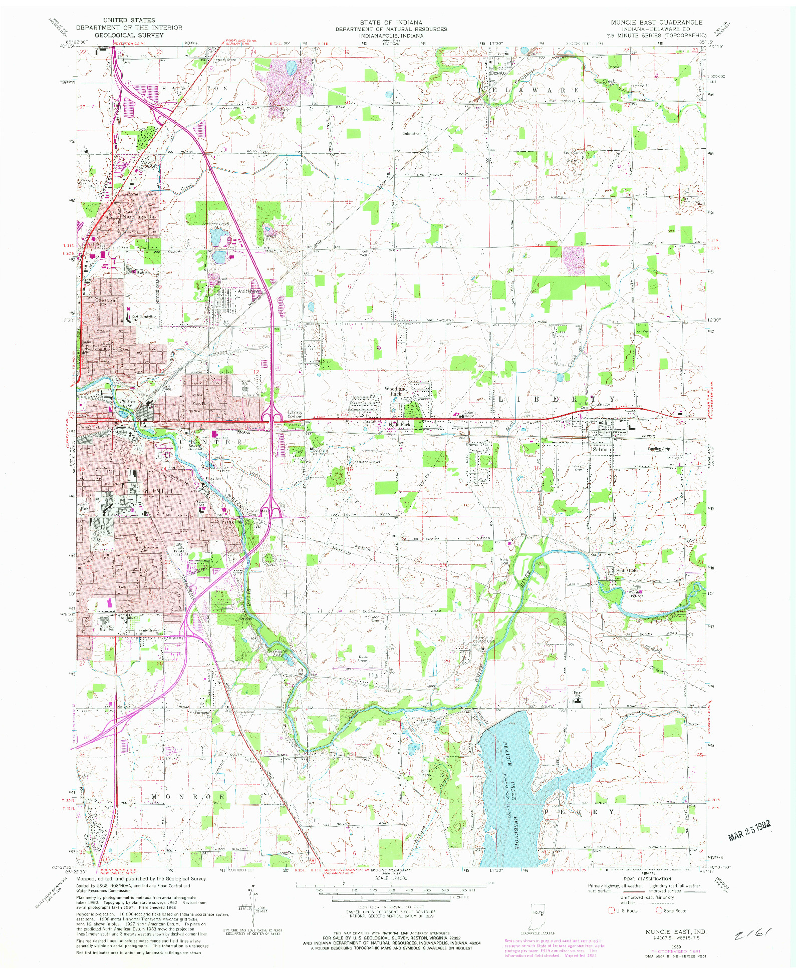 USGS 1:24000-SCALE QUADRANGLE FOR MUNCIE EAST, IN 1969