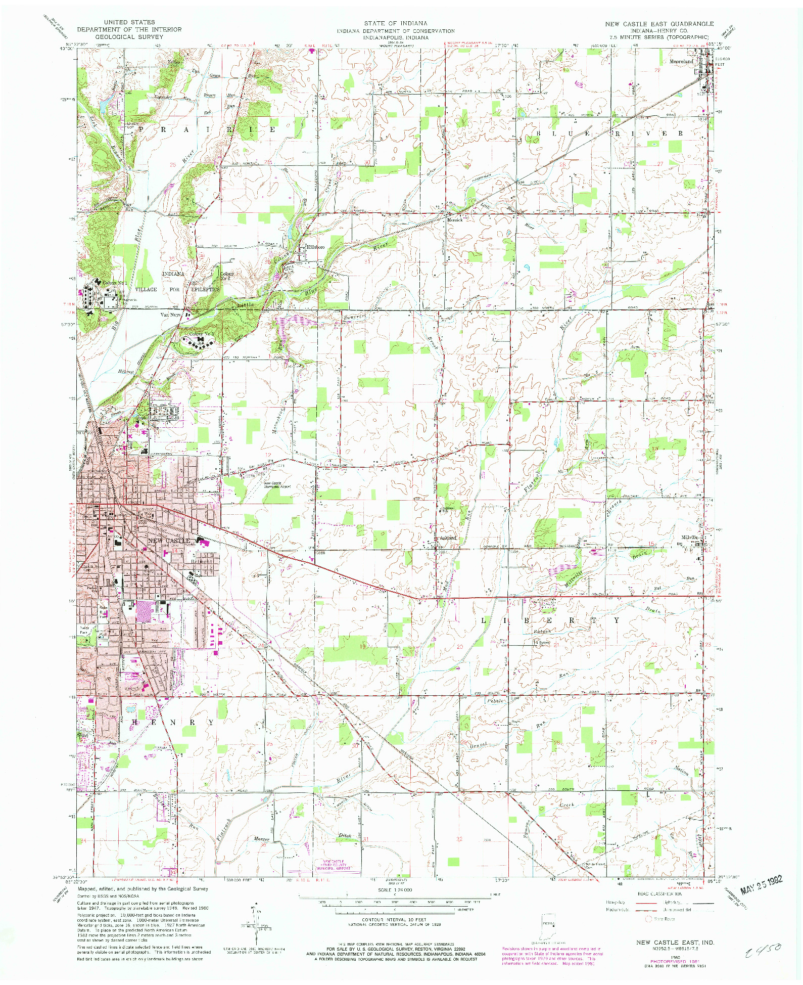 USGS 1:24000-SCALE QUADRANGLE FOR NEW CASTLE EAST, IN 1960