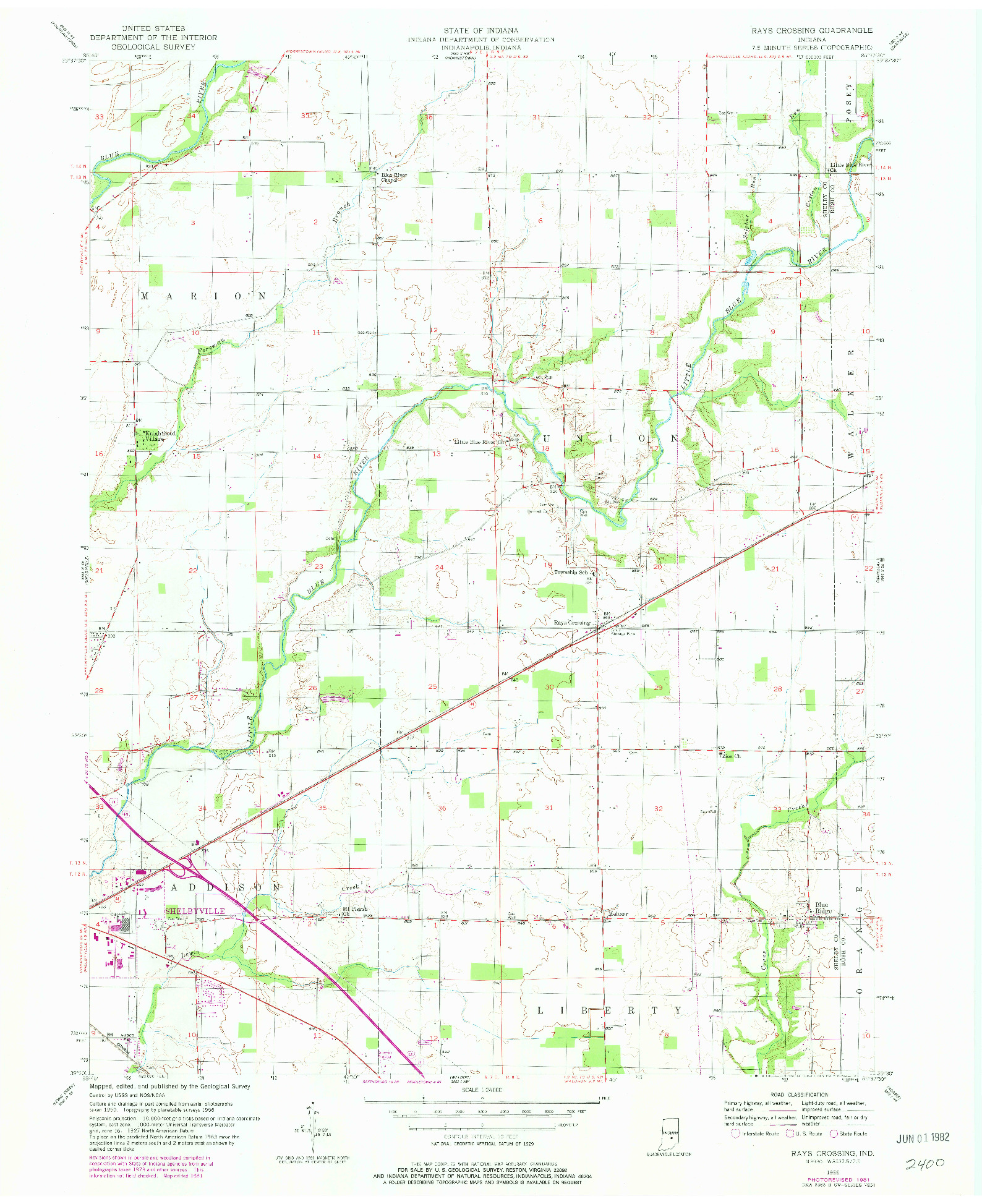 USGS 1:24000-SCALE QUADRANGLE FOR RAYS CROSSING, IN 1956