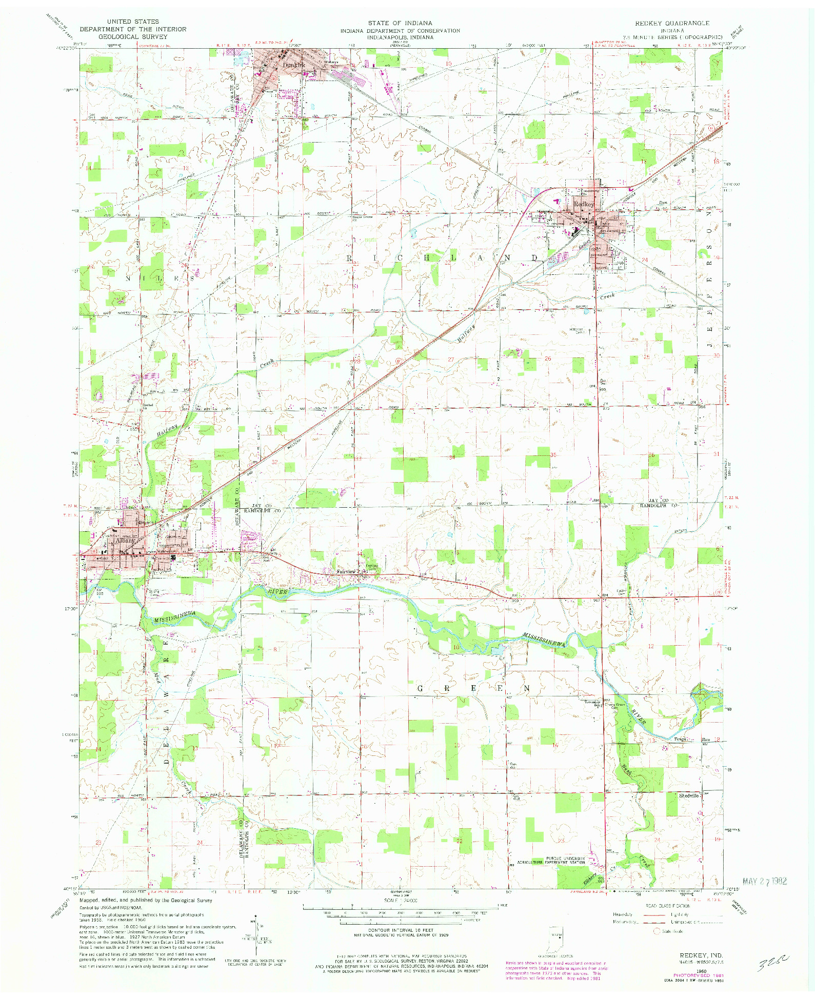 USGS 1:24000-SCALE QUADRANGLE FOR REDKEY, IN 1960