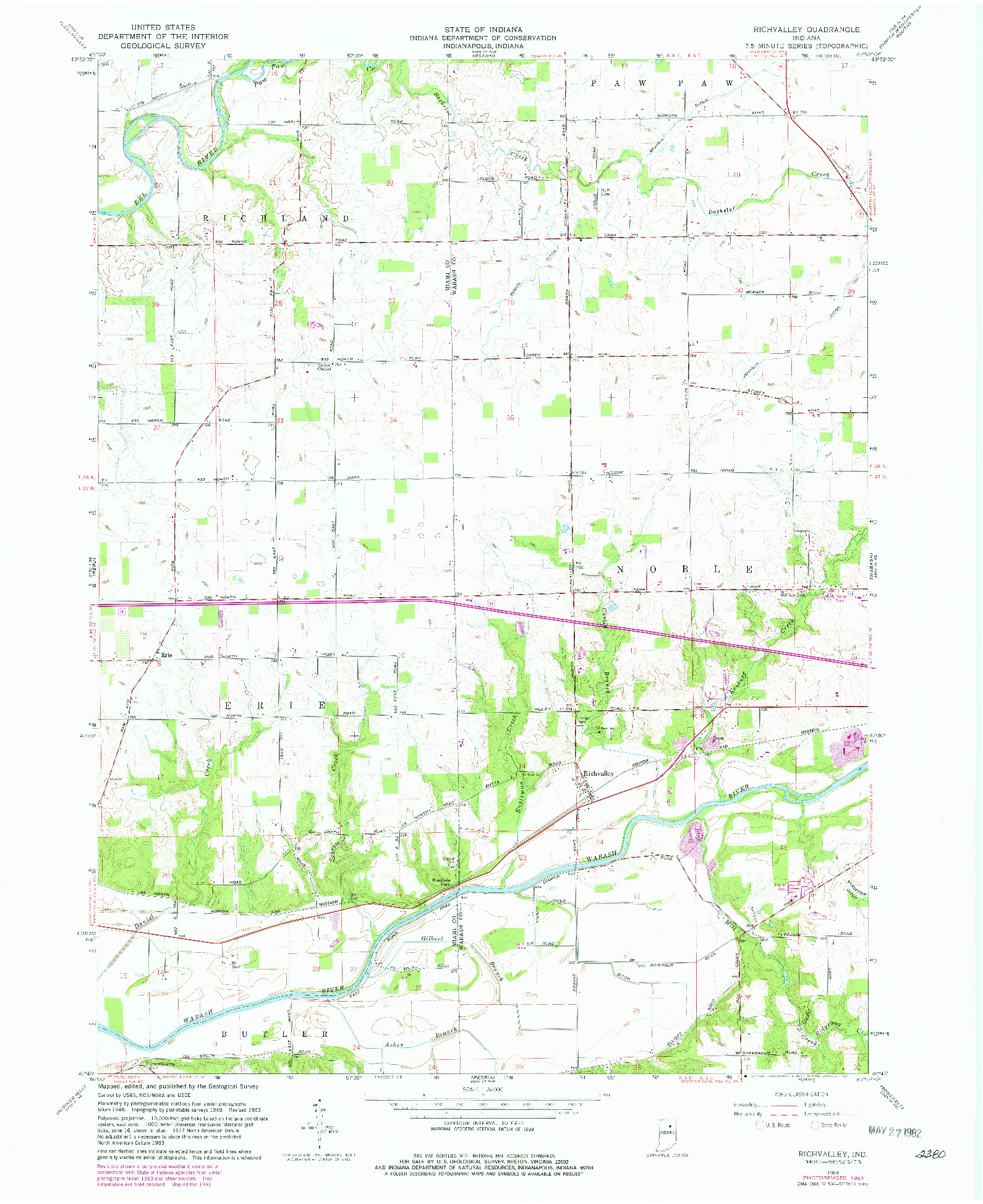 USGS 1:24000-SCALE QUADRANGLE FOR RICHVALLEY, IN 1963