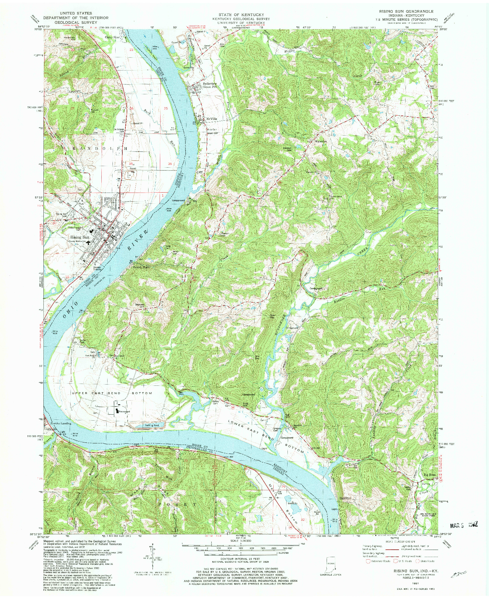 USGS 1:24000-SCALE QUADRANGLE FOR RISING SUN, IN 1981