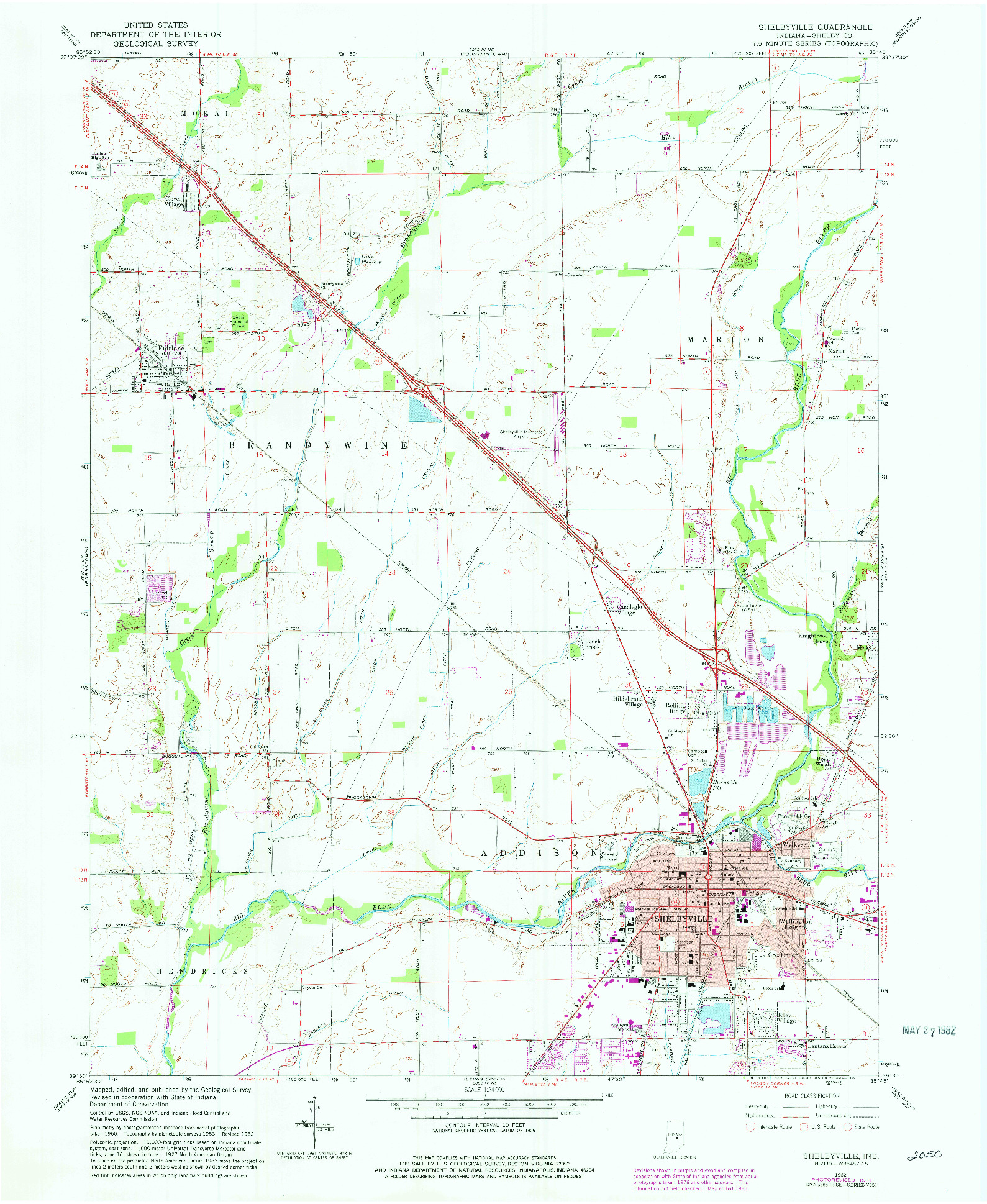 USGS 1:24000-SCALE QUADRANGLE FOR SHELBYVILLE, IN 1962