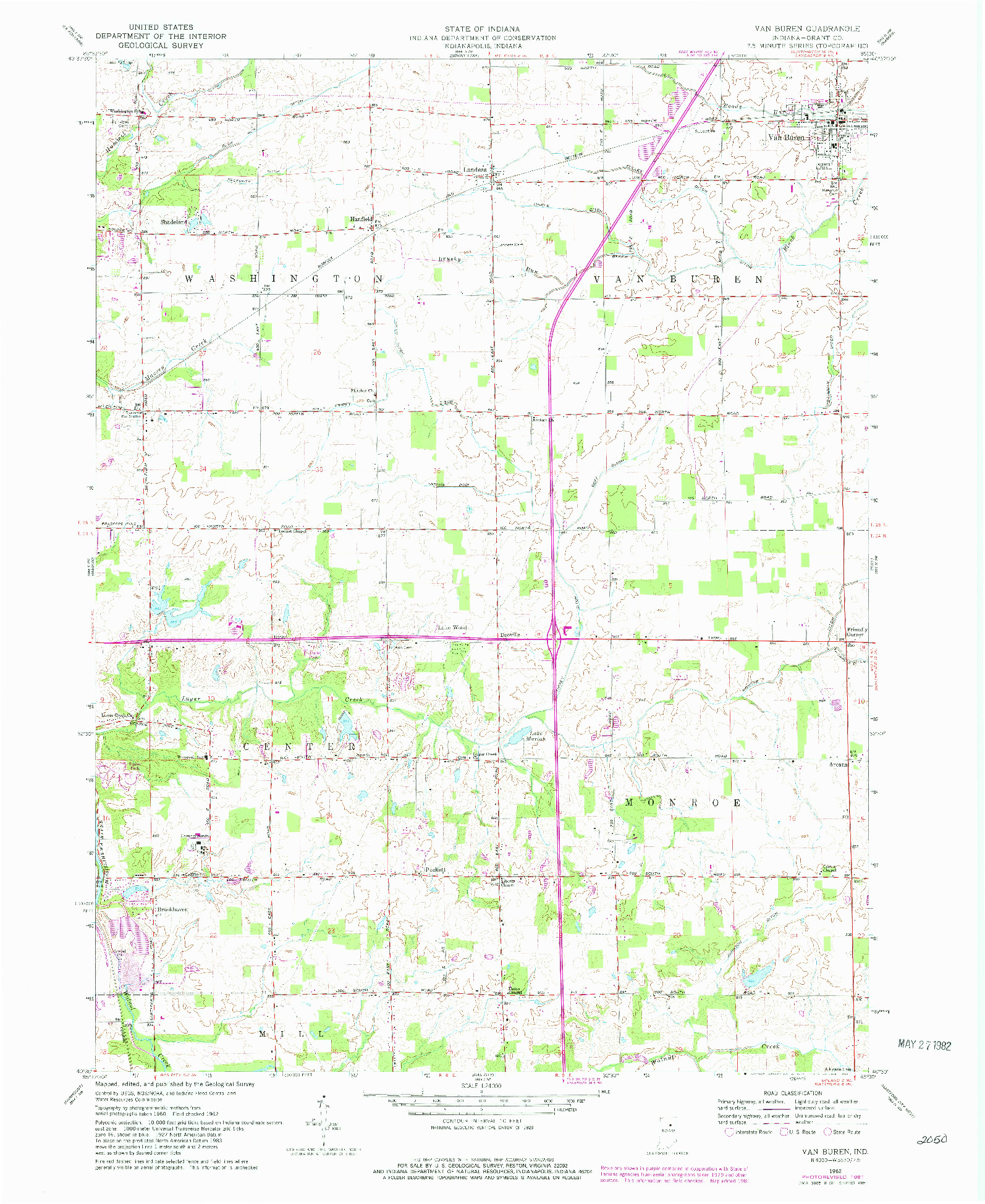 USGS 1:24000-SCALE QUADRANGLE FOR VAN BUREN, IN 1962