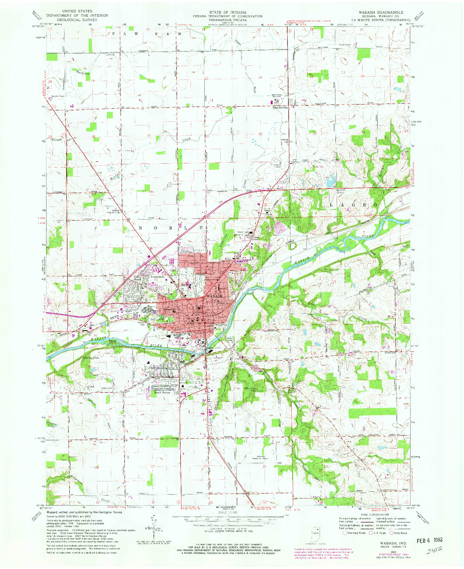 USGS 1:24000-SCALE QUADRANGLE FOR WABASH, IN 1963