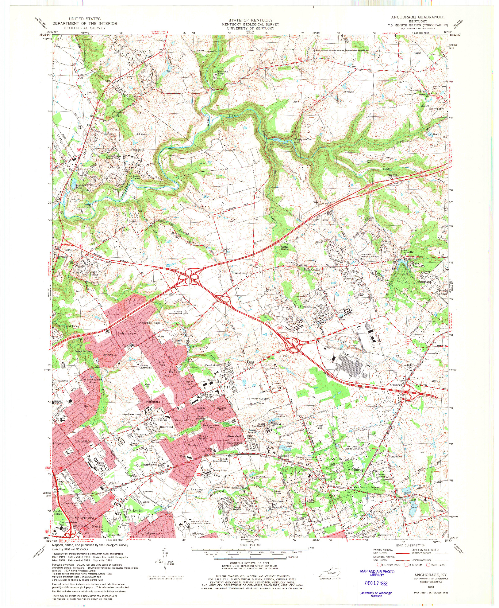 USGS 1:24000-SCALE QUADRANGLE FOR ANCHORAGE, KY 1981