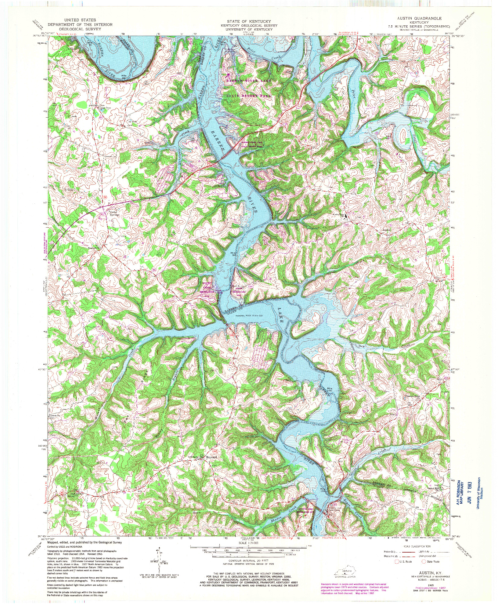 USGS 1:24000-SCALE QUADRANGLE FOR AUSTIN, KY 1965