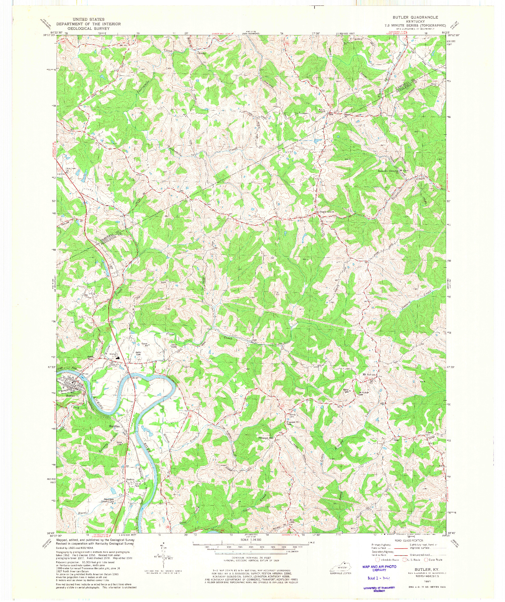 USGS 1:24000-SCALE QUADRANGLE FOR BUTLER, KY 1981