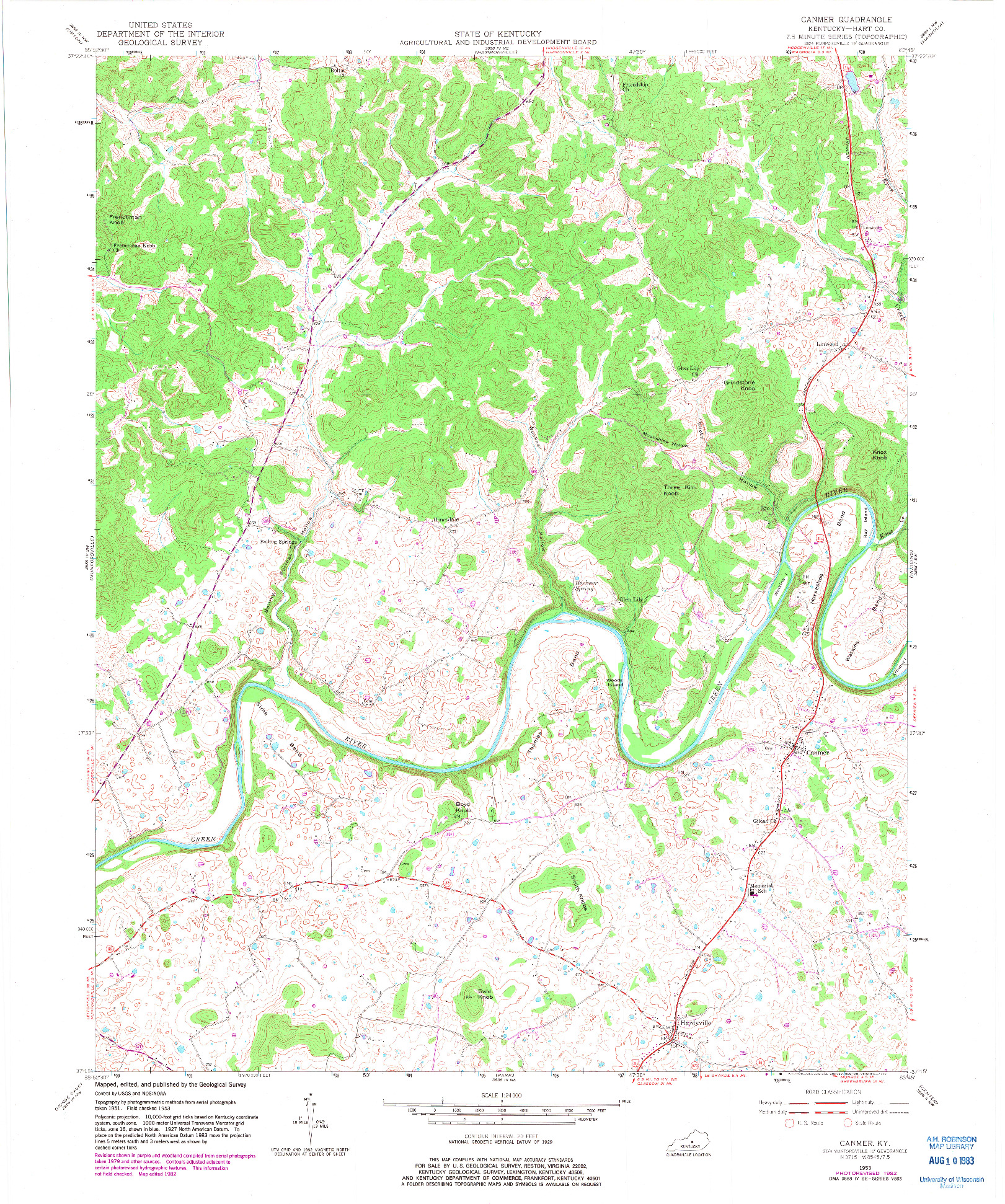 USGS 1:24000-SCALE QUADRANGLE FOR CANMER, KY 1953