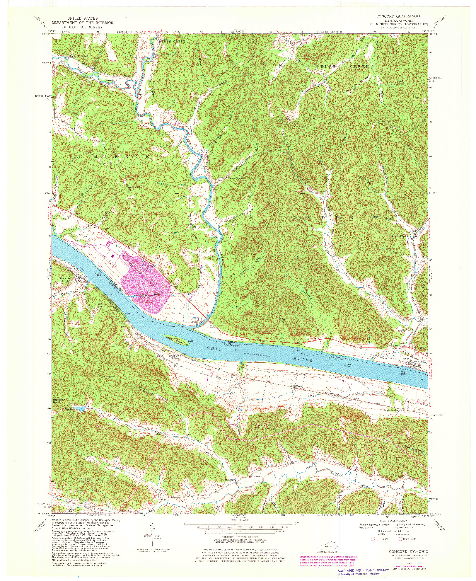USGS 1:24000-SCALE QUADRANGLE FOR CONCORD, KY 1967