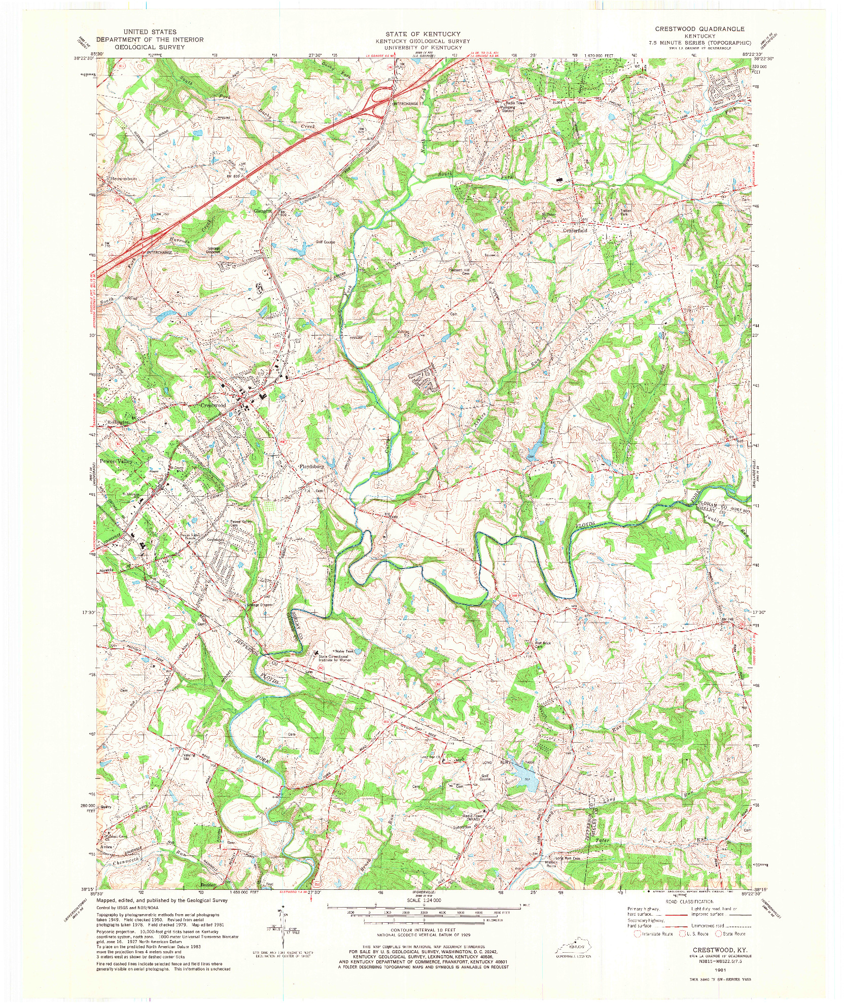 USGS 1:24000-SCALE QUADRANGLE FOR CRESTWOOD, KY 1981