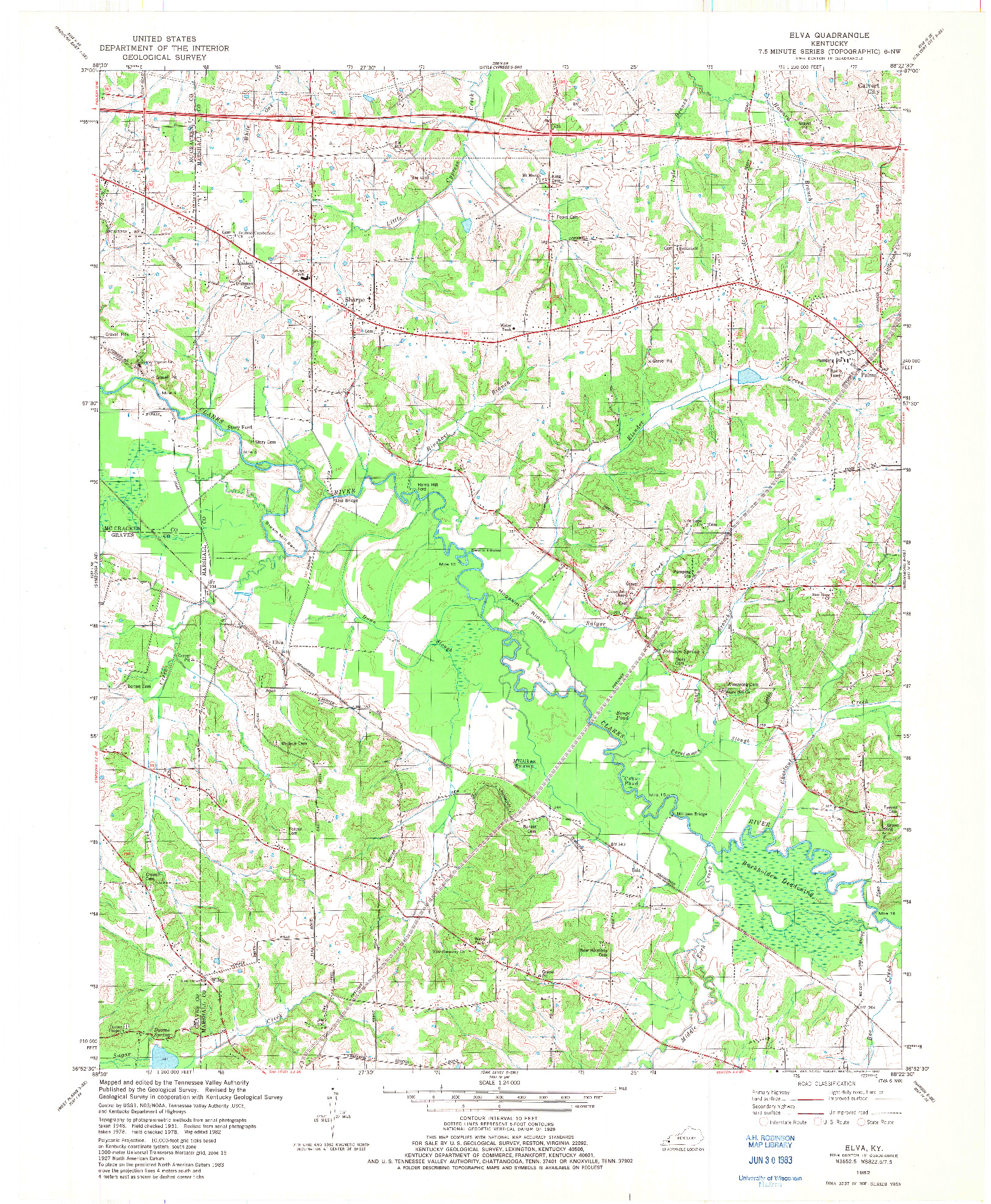 USGS 1:24000-SCALE QUADRANGLE FOR ELVA, KY 1982