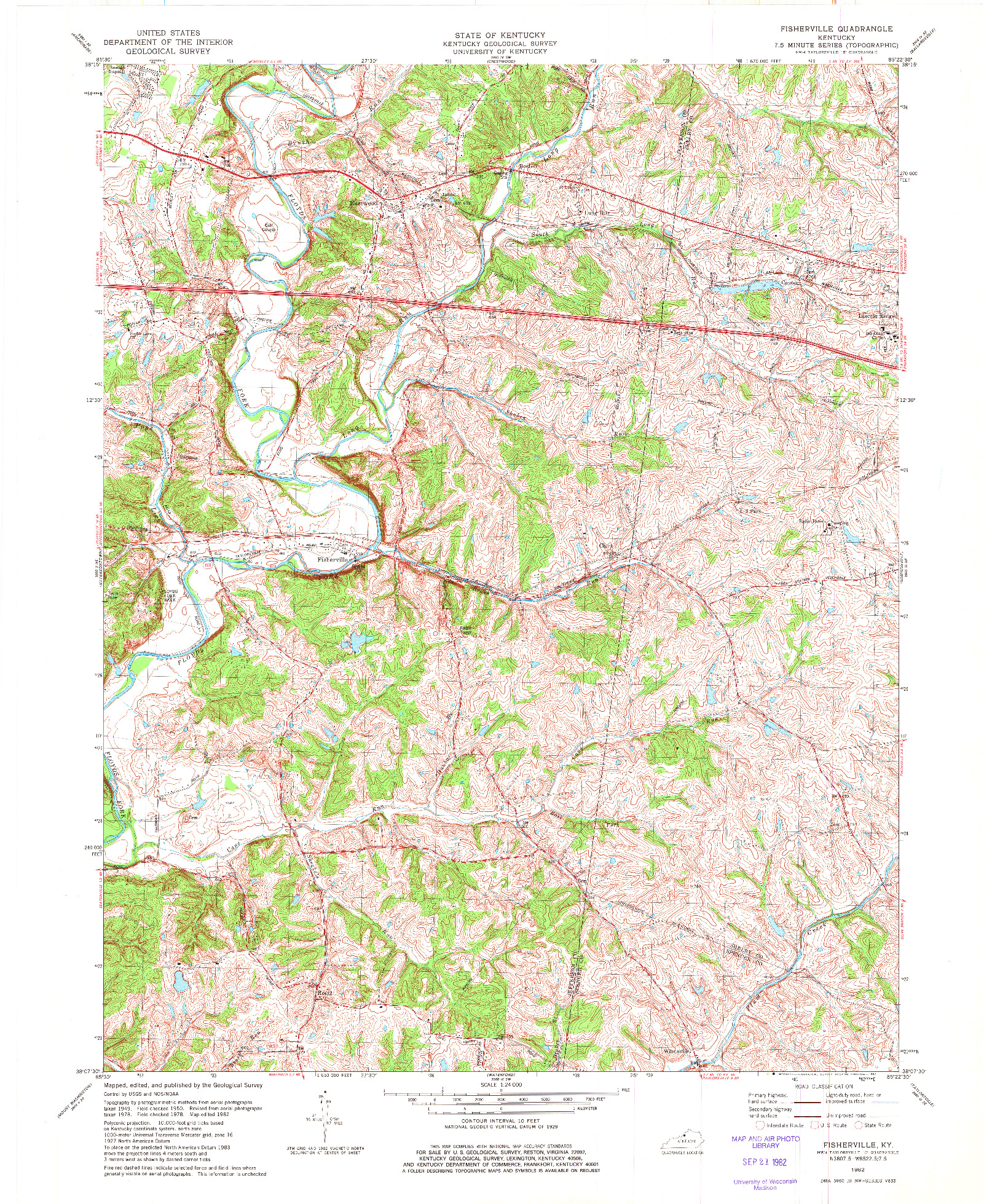 USGS 1:24000-SCALE QUADRANGLE FOR FISHERVILLE, KY 1982