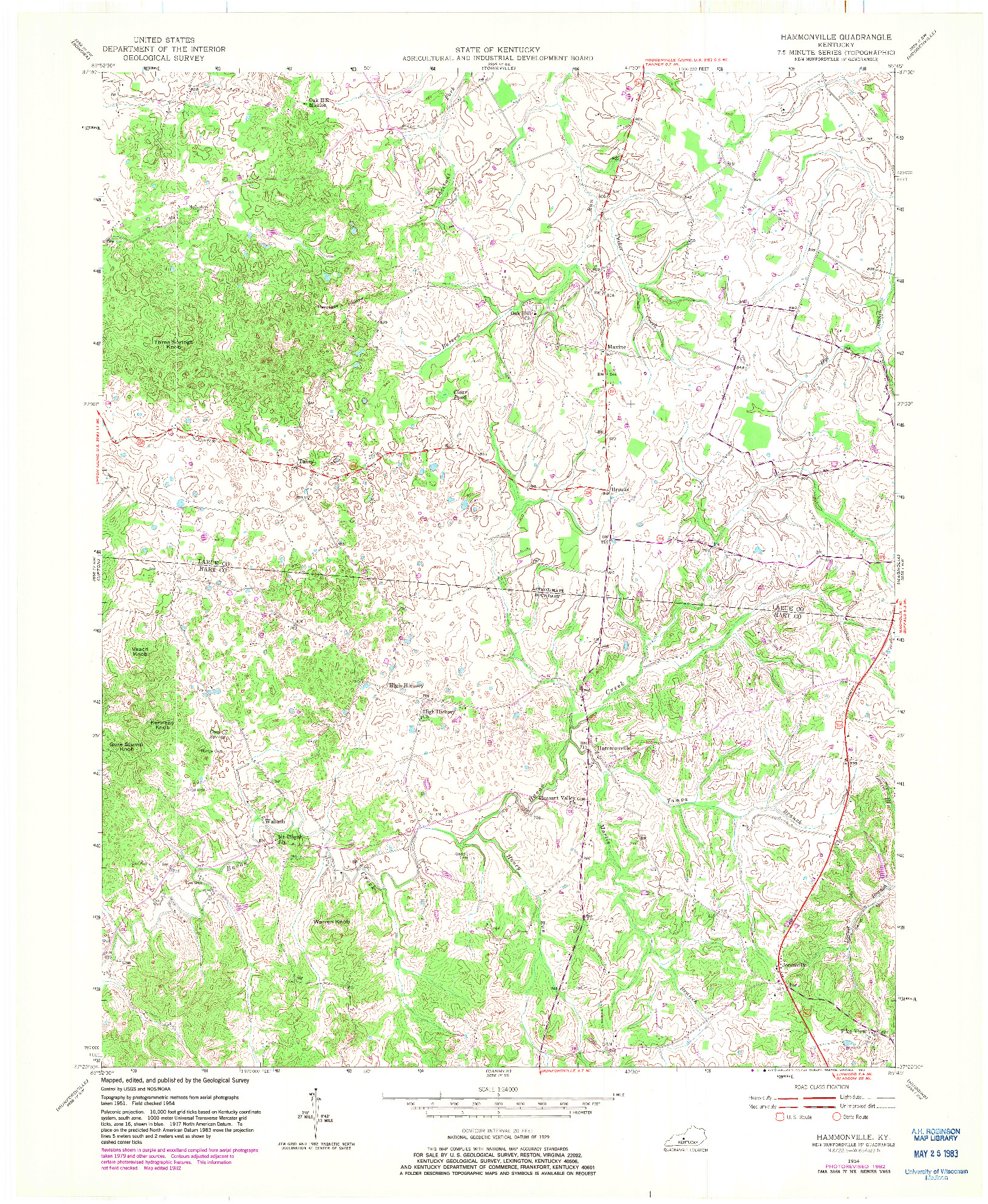 USGS 1:24000-SCALE QUADRANGLE FOR HAMMONVILLE, KY 1954