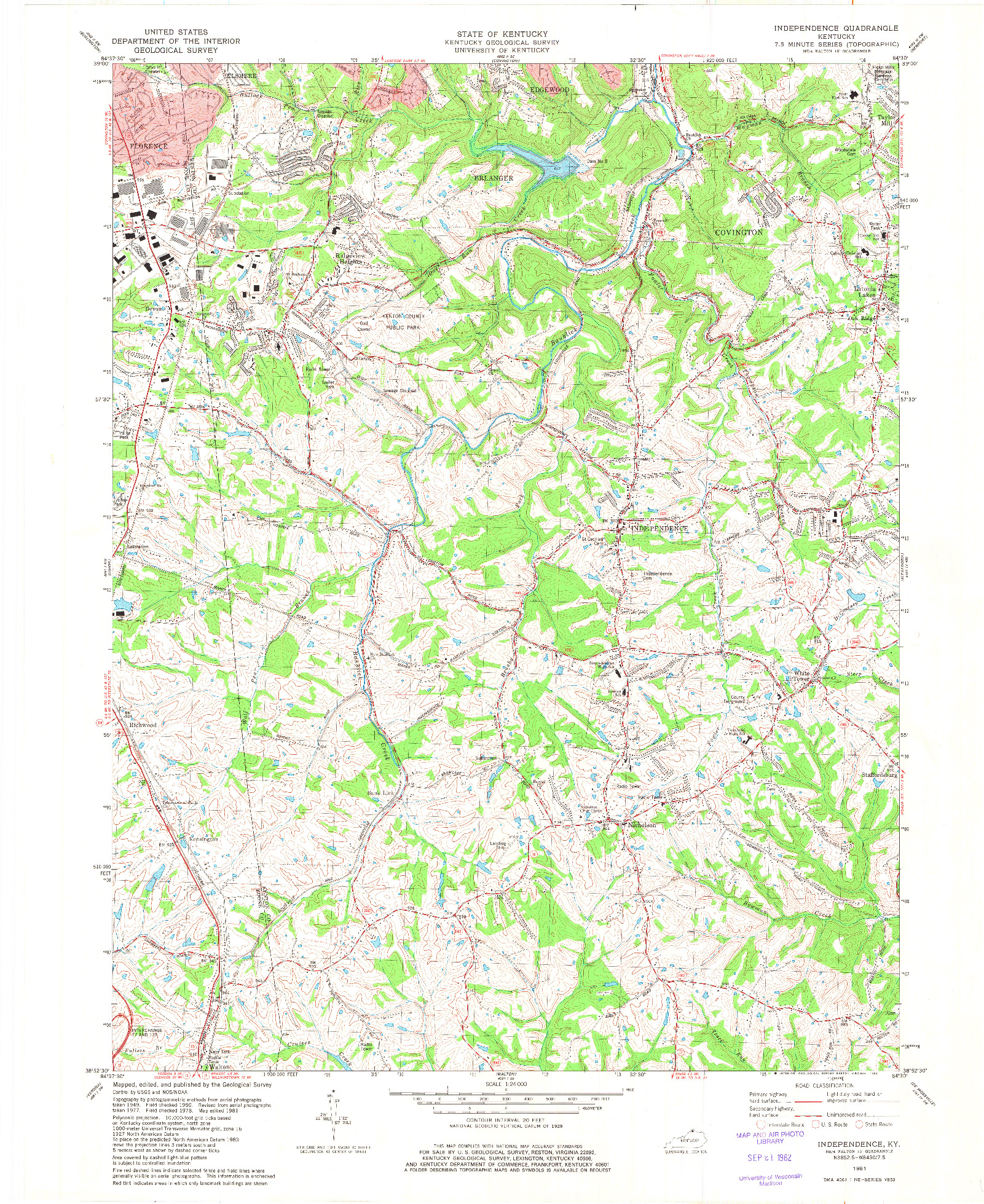 USGS 1:24000-SCALE QUADRANGLE FOR INDEPENDENCE, KY 1981