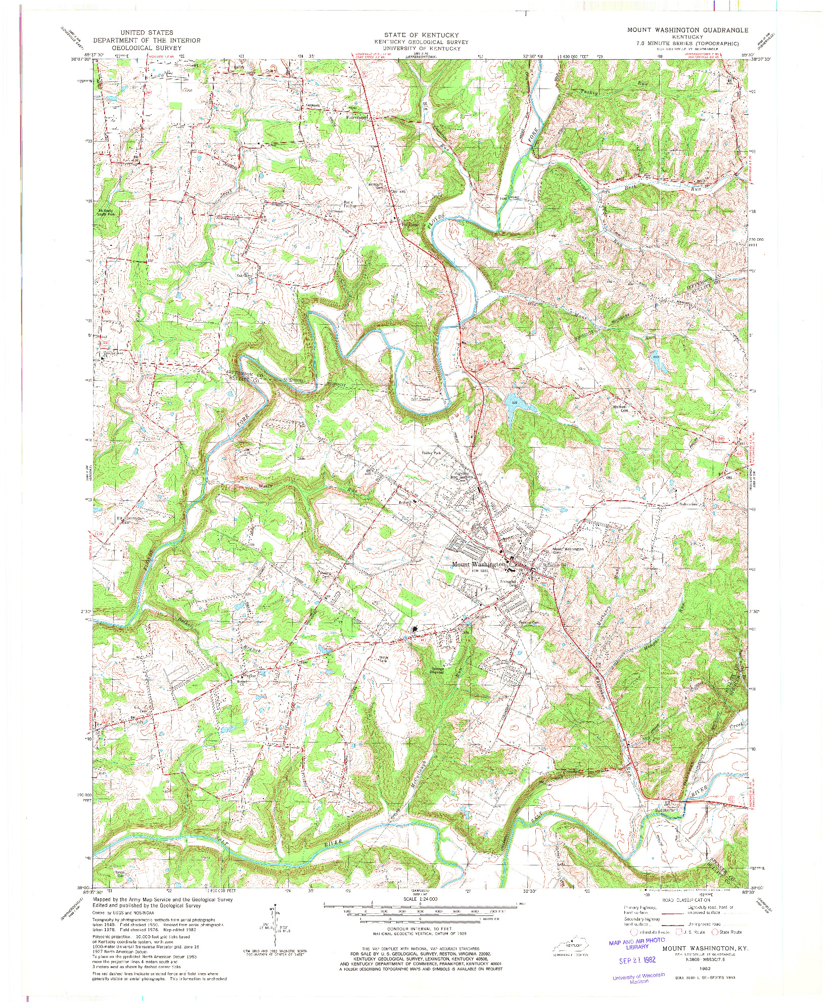 USGS 1:24000-SCALE QUADRANGLE FOR MOUNT WASHINGTON, KY 1982