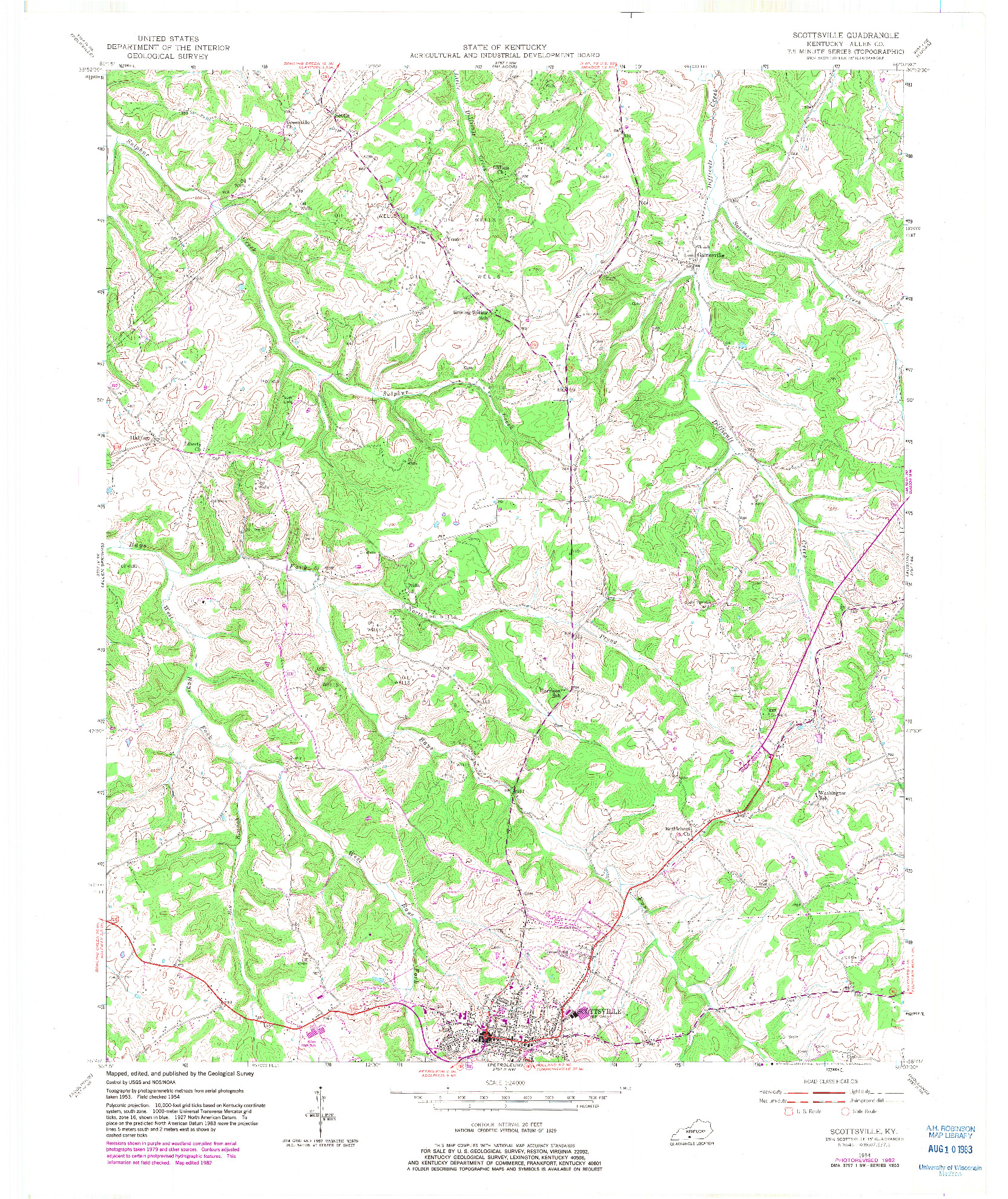 USGS 1:24000-SCALE QUADRANGLE FOR SCOTTSVILLE, KY 1954