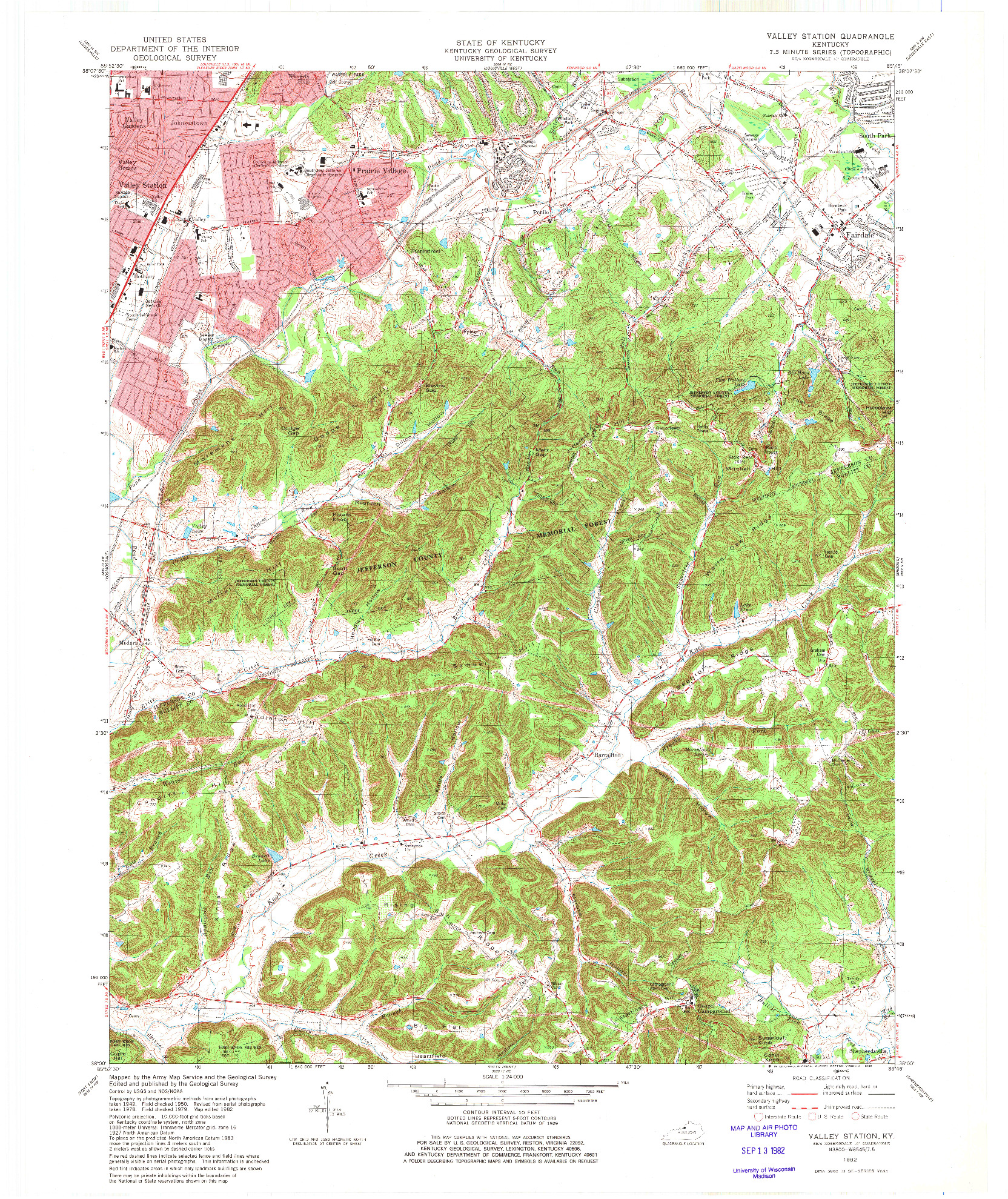 USGS 1:24000-SCALE QUADRANGLE FOR VALLEY STATION, KY 1982