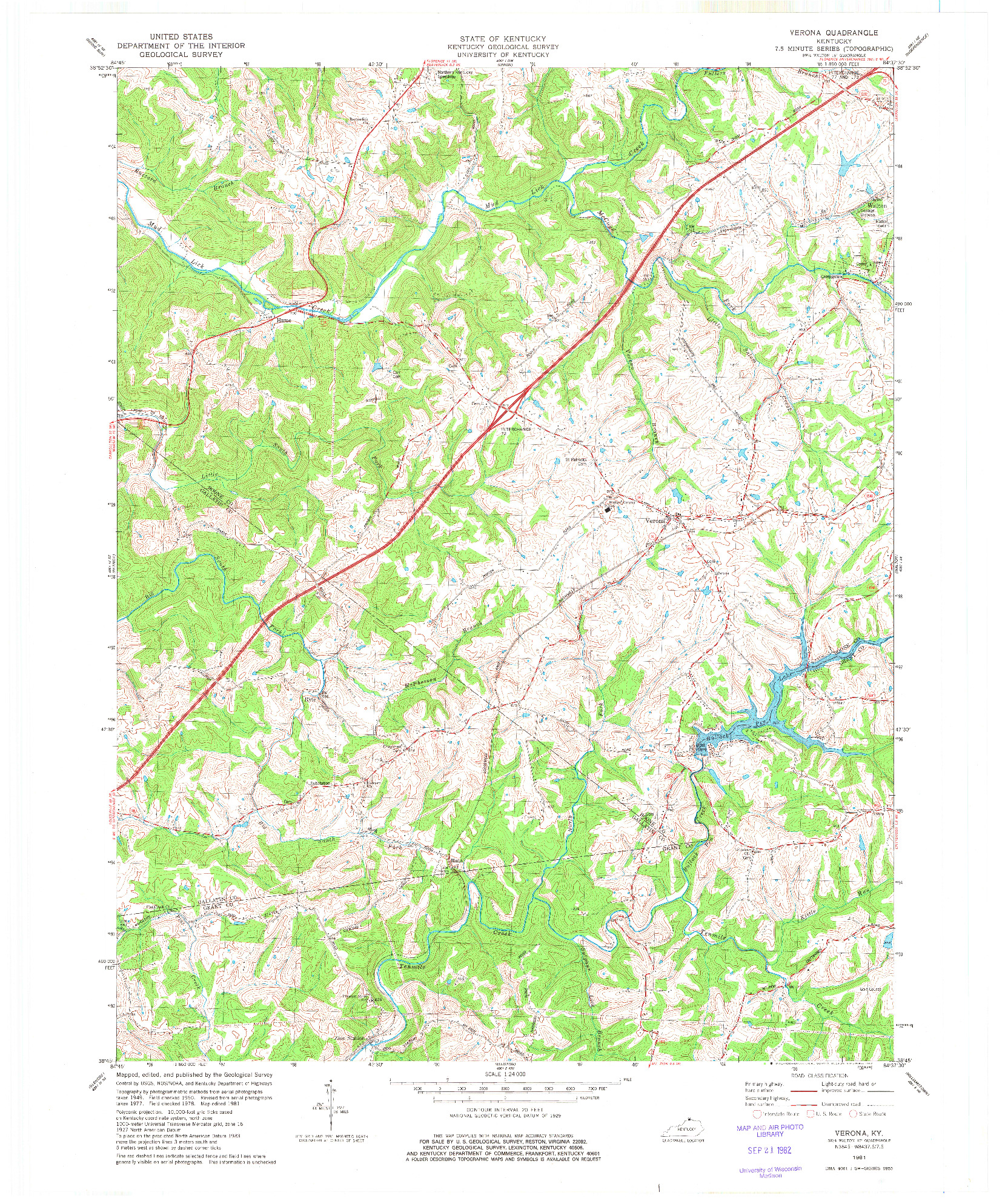 USGS 1:24000-SCALE QUADRANGLE FOR VERONA, KY 1981