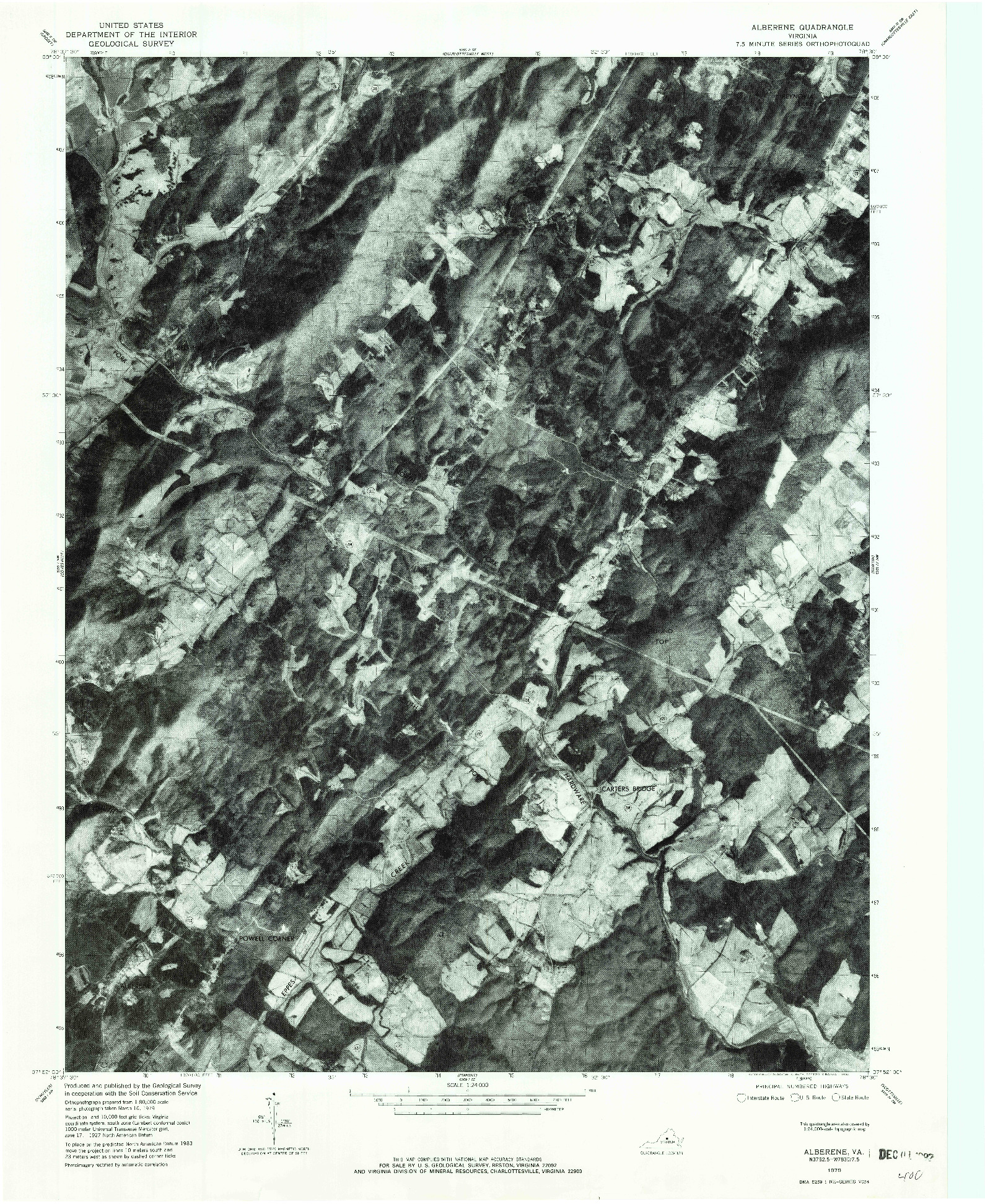 USGS 1:24000-SCALE QUADRANGLE FOR ALBERENE, VA 1979